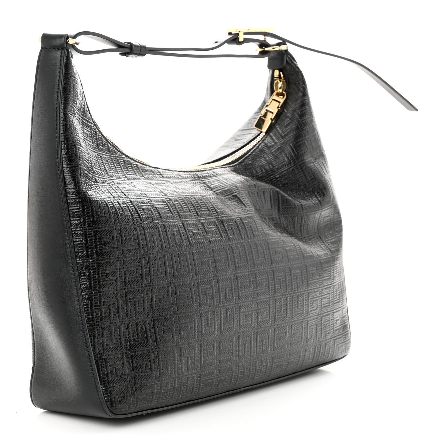 Coated Canvas Logo 4G Embossed Medium Moon Cut Out Shoulder Bag Black