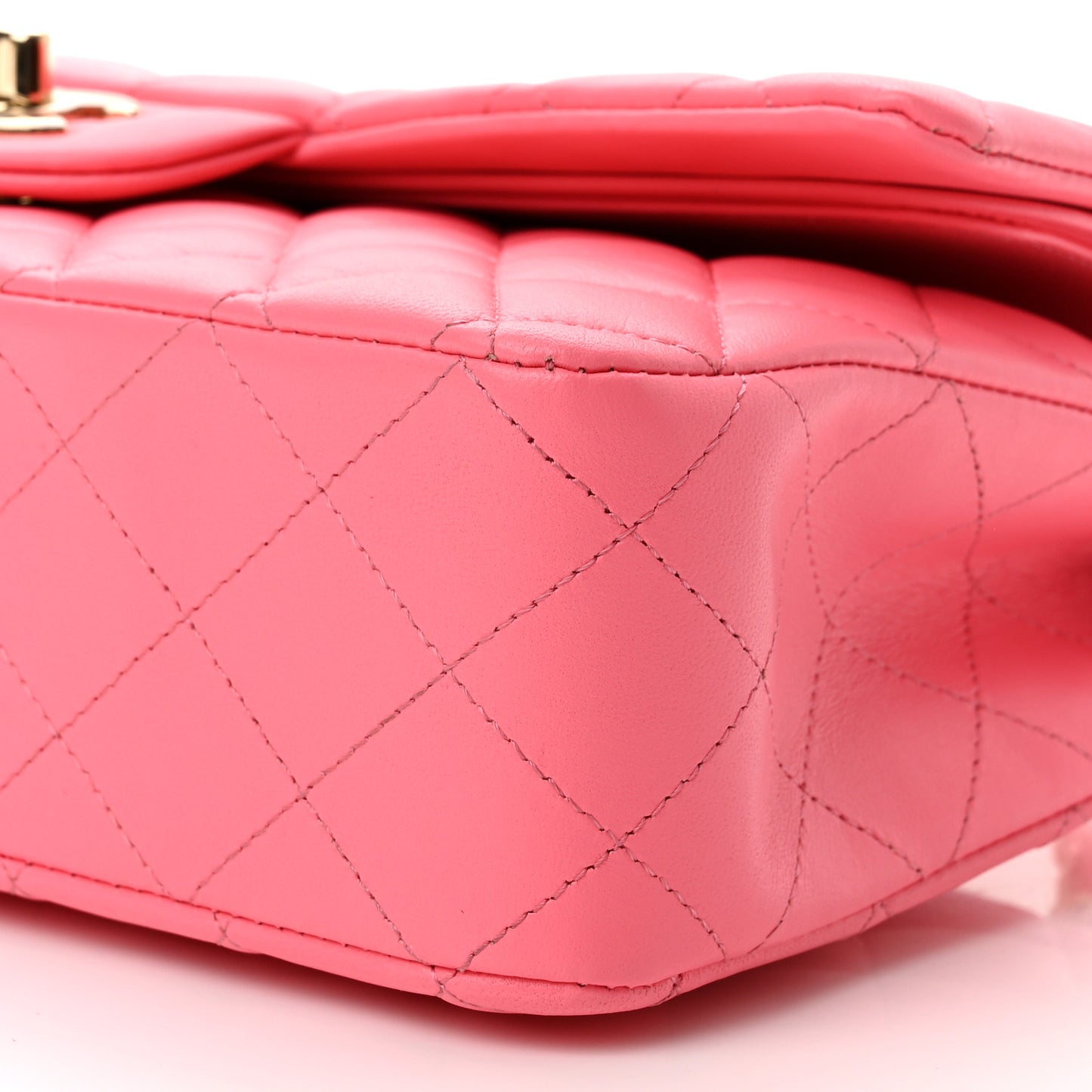 Lambskin Quilted Medium Double Flap Pink