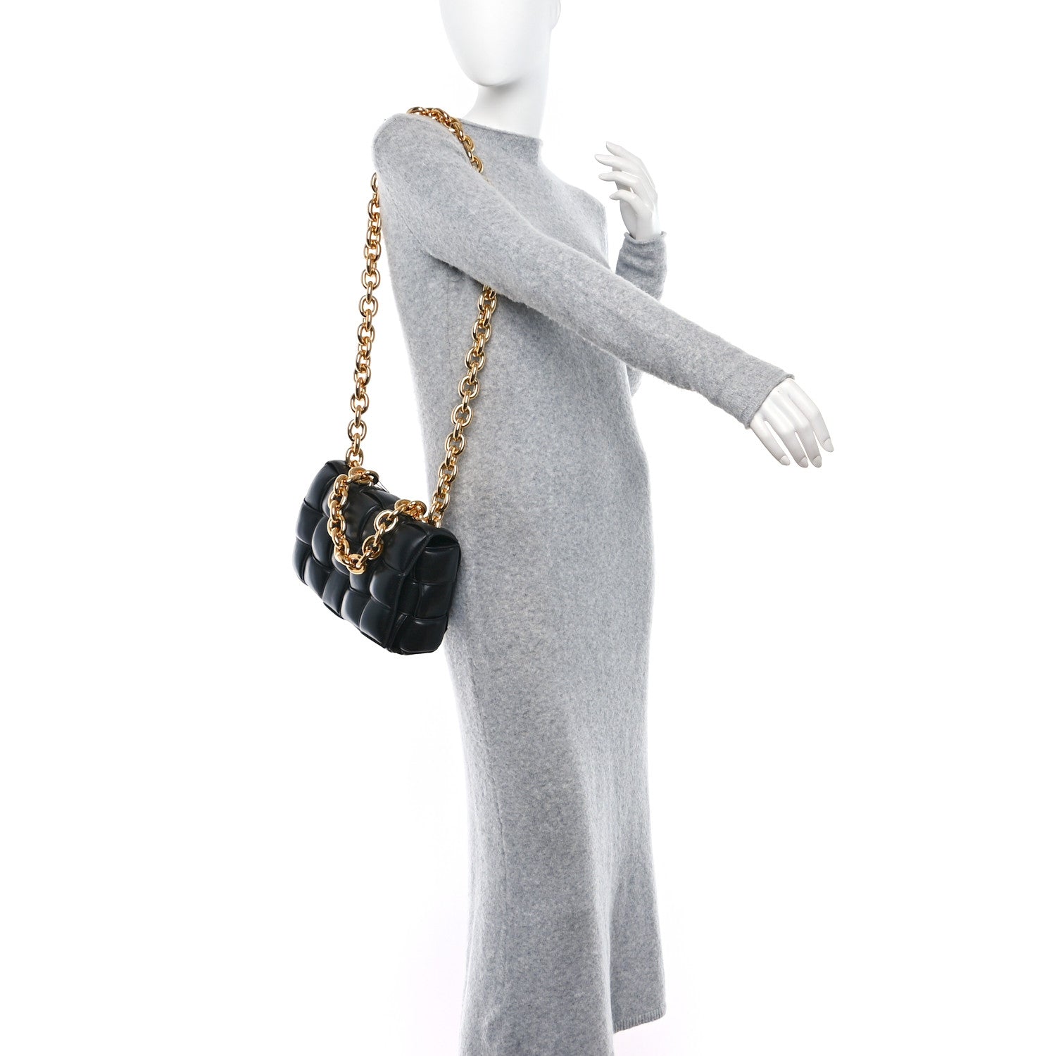 Bottega Veneta Lambskin Maxi Intreccio Padded Chain Cassette Crossbody Bag Black 2 of 8