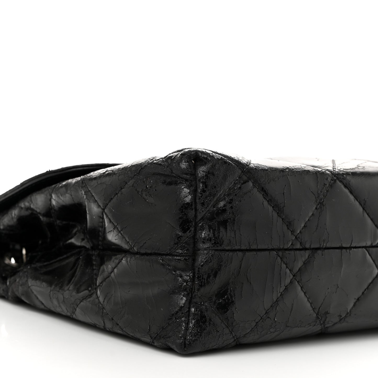 Vinyl Quilted In the Business Flap Bag Black