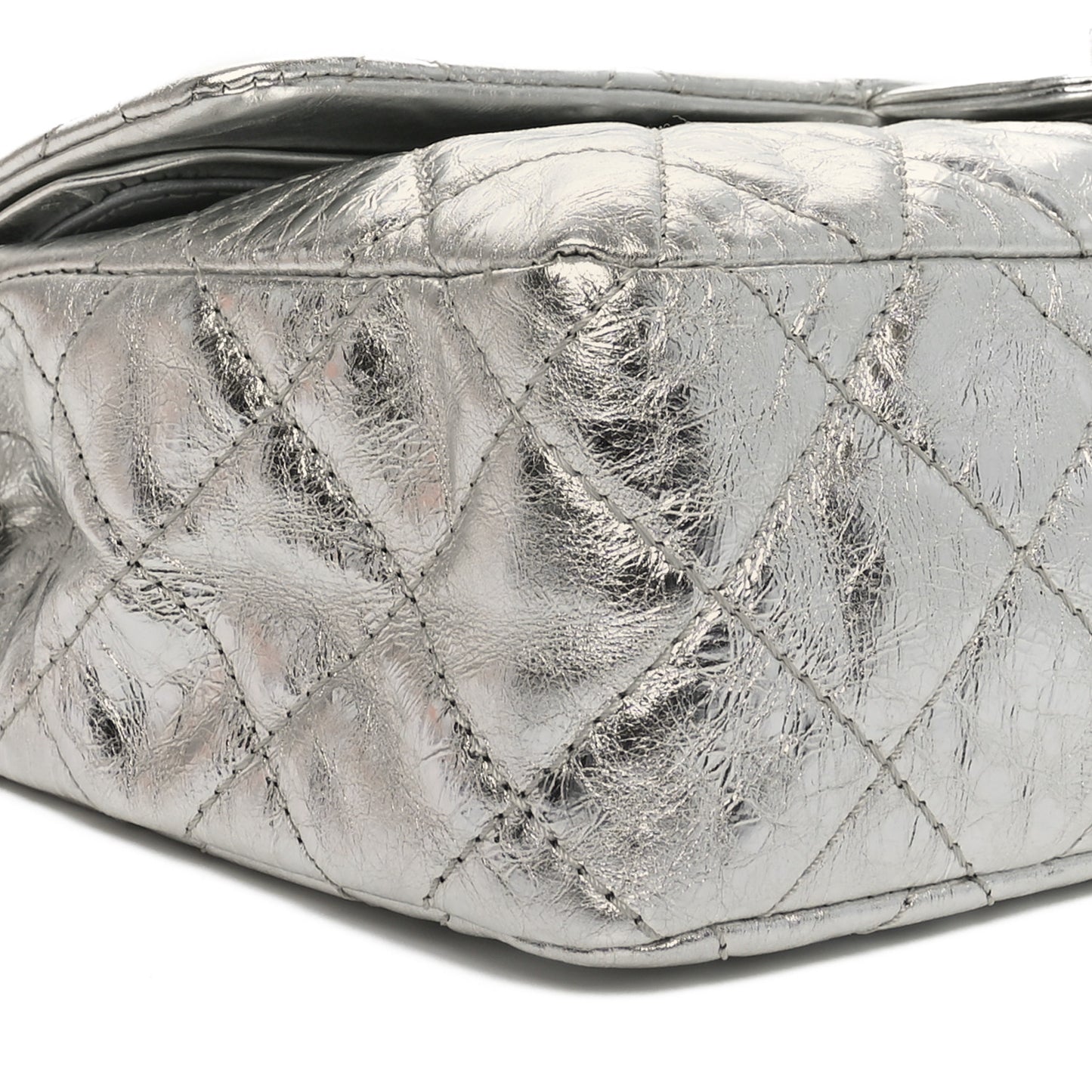 Metallic Aged Calfskin Quilted 2.55 Reissue 227 Flap Silver