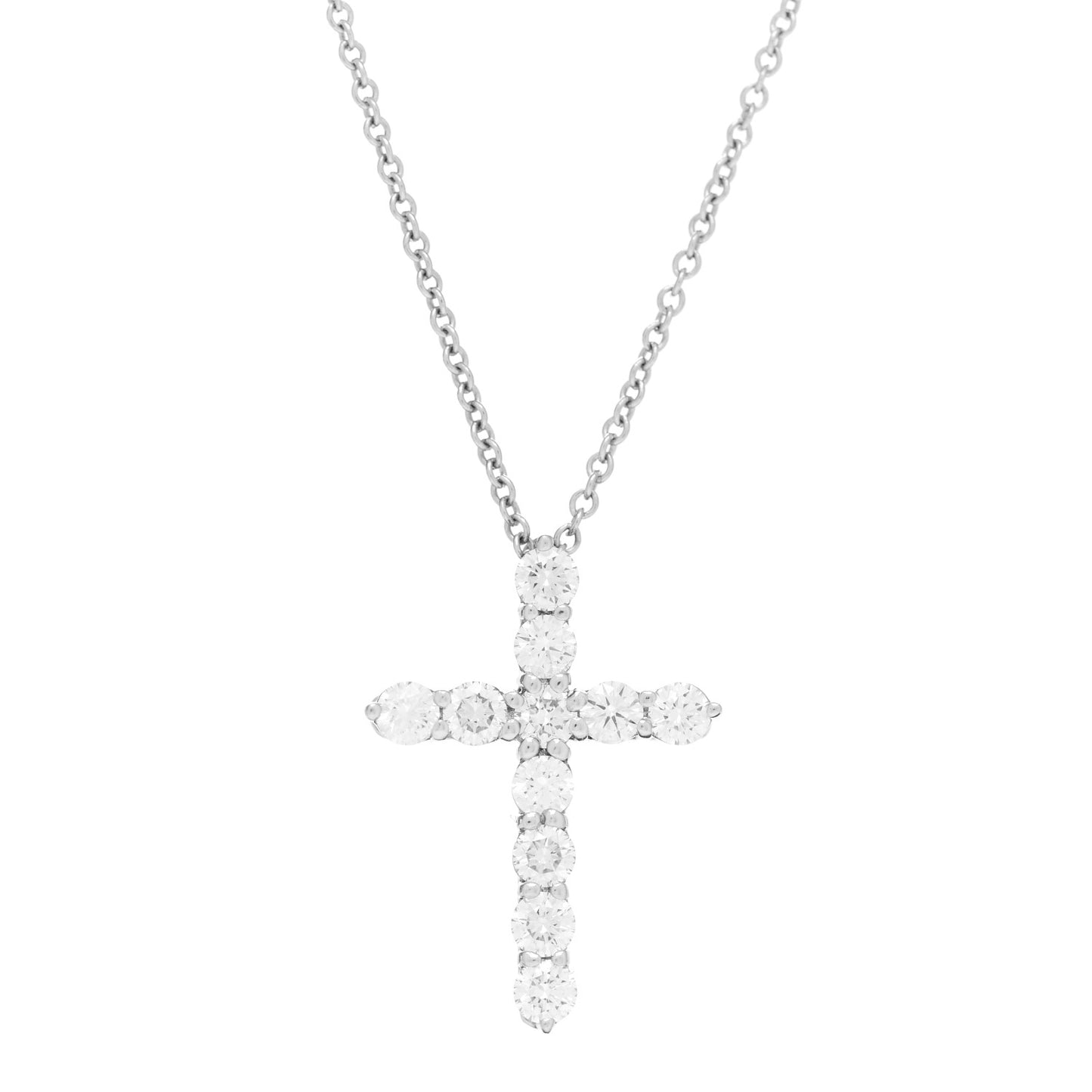 Platinum Diamond Small Cross Pendant Necklace