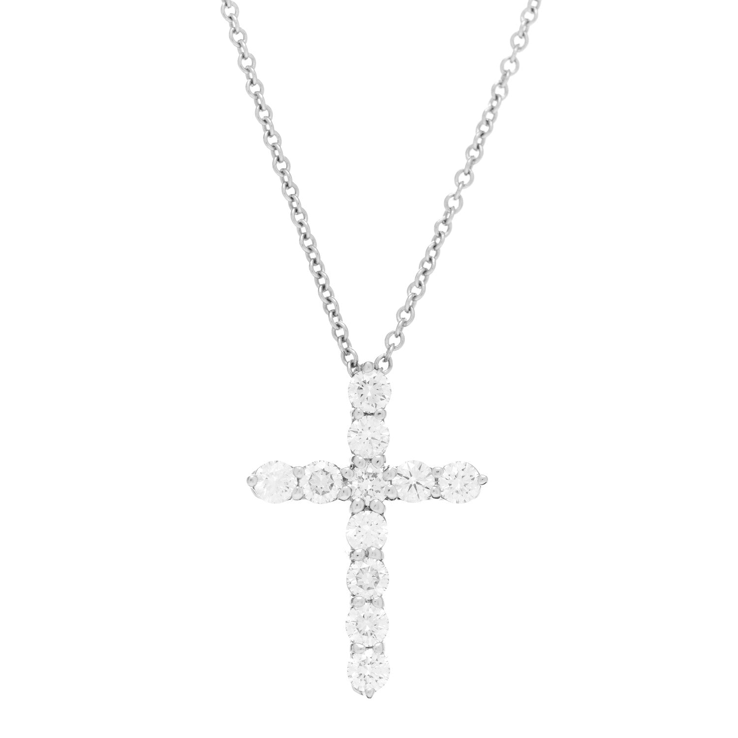 Tiffany Platinum Diamond Small Cross Pendant Necklace 4 of 5