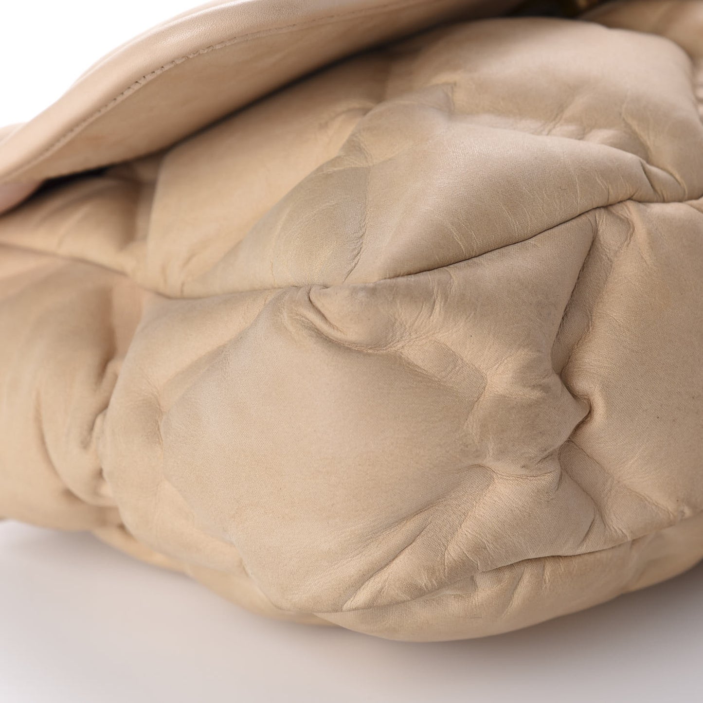Iridescent Calfskin Quilted Small Chesterfield Flap Light Beige
