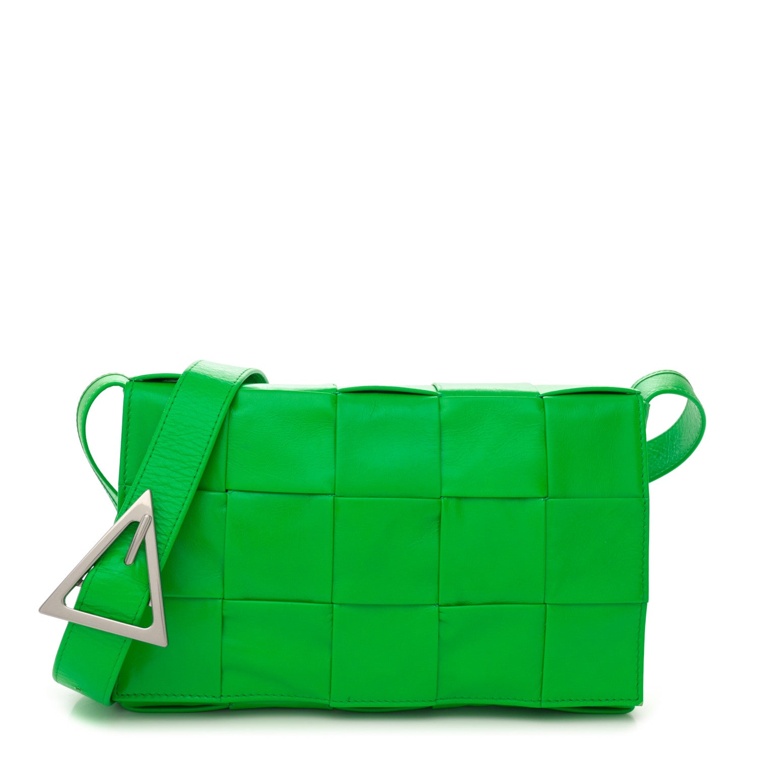 Bottega Veneta Paper Calfskin Maxi Intreccio Cassette Crossbody Bag Grass 1 of 10