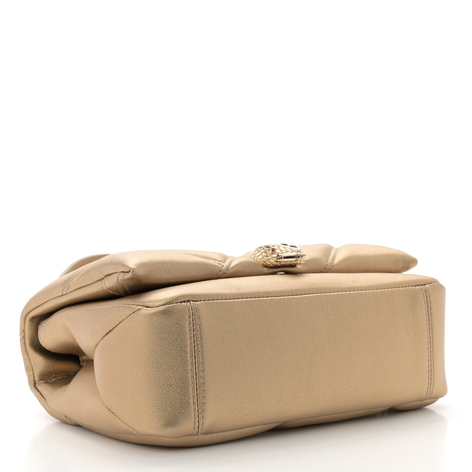 Bulgari Metallic Calfskin Matelasse Mini Serpenti Cabochon Crossbody Bag Gold 4 of 11