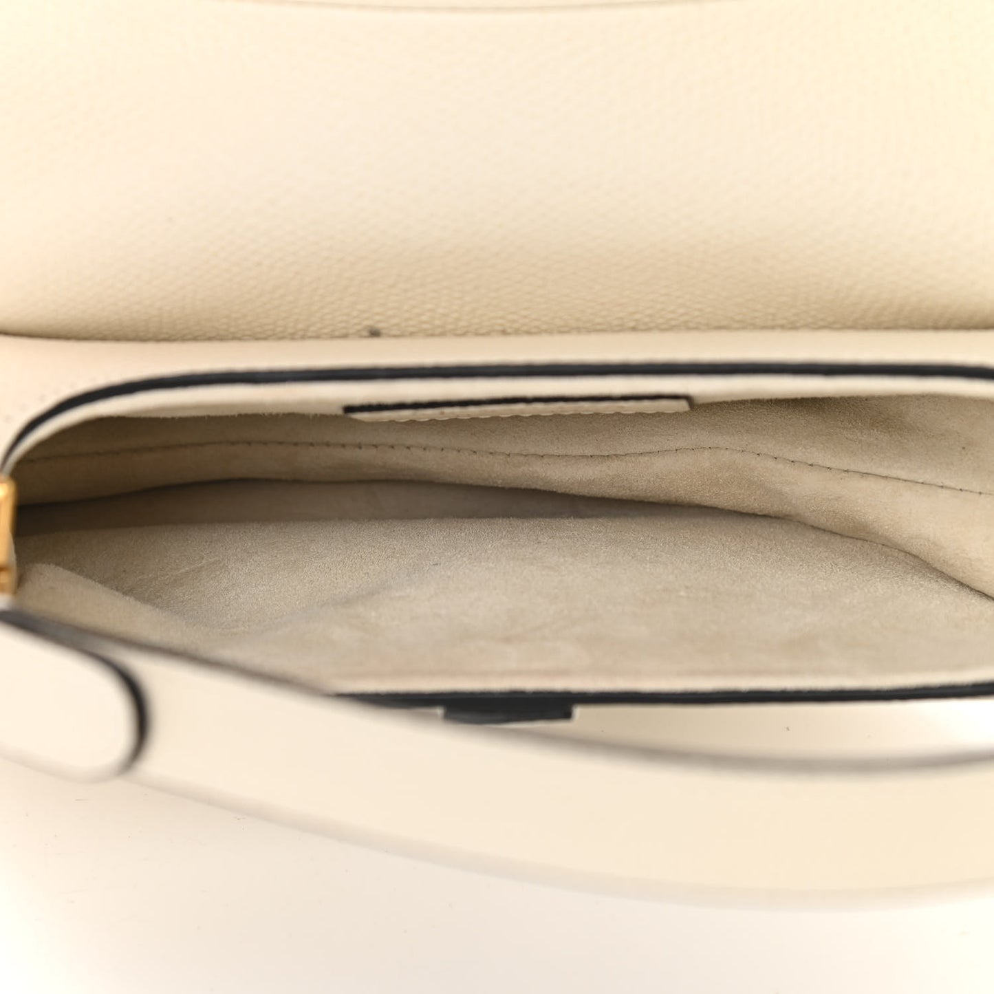 Grained Calfskin Mini Saddle Bag White