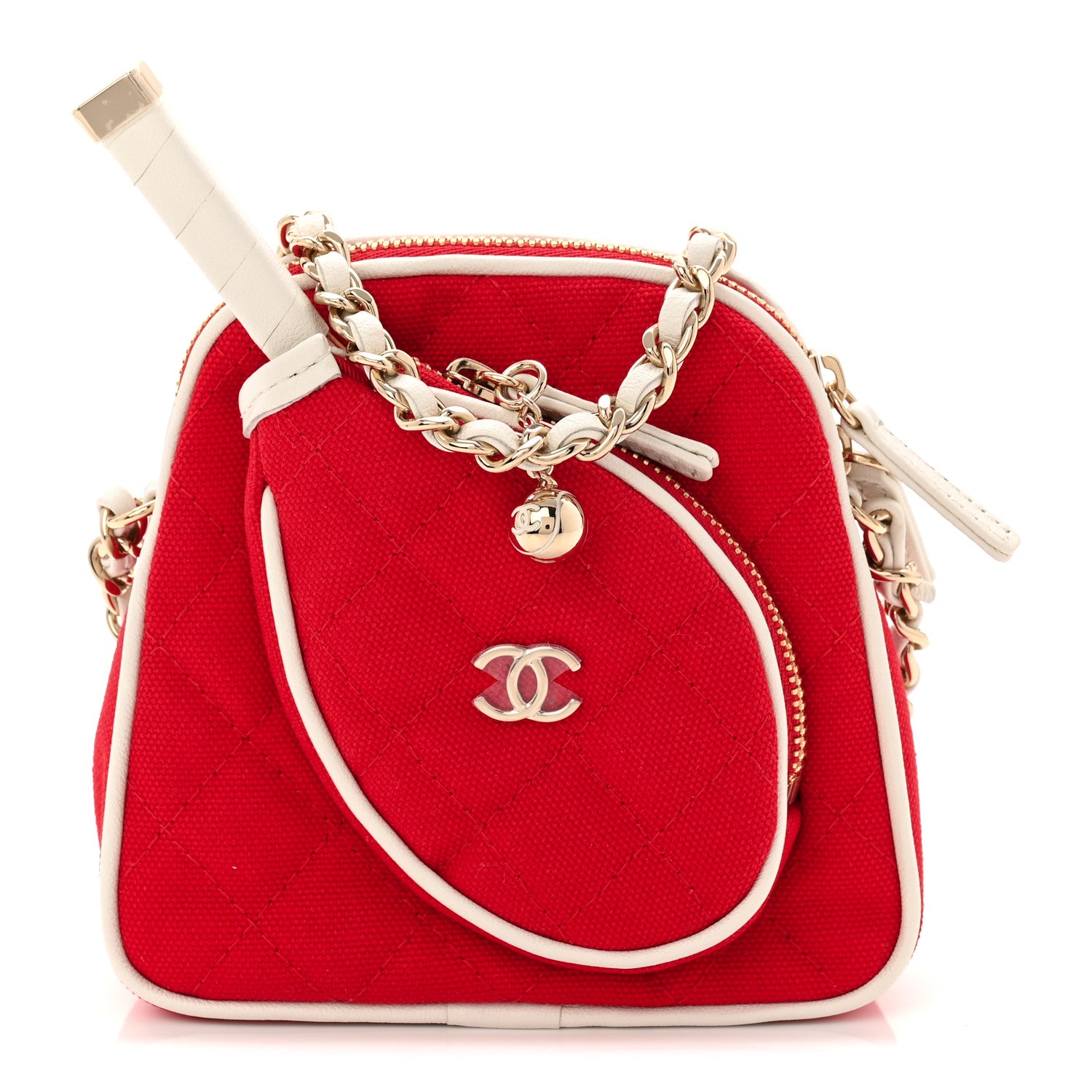 Chanel Canvas Calfskin Tennis Racket Mini Bag Red White 1804833