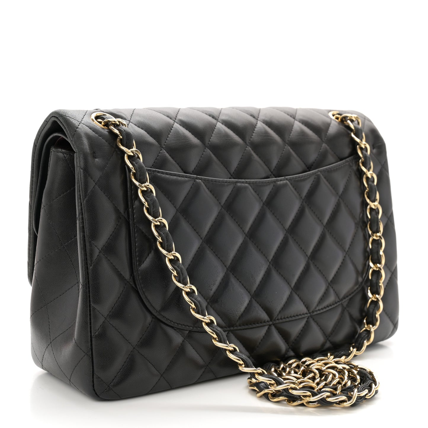 Lambskin Quilted Jumbo Double Flap Black
