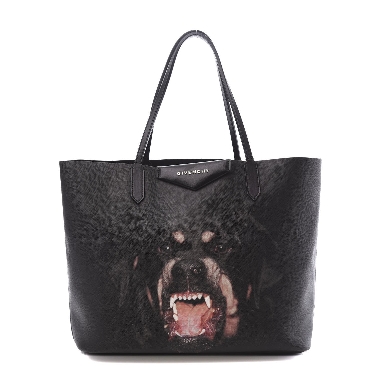 Givenchy Textured Coated Canvas Rottweiler Print Medium Antigona Tote Black 1 of 12