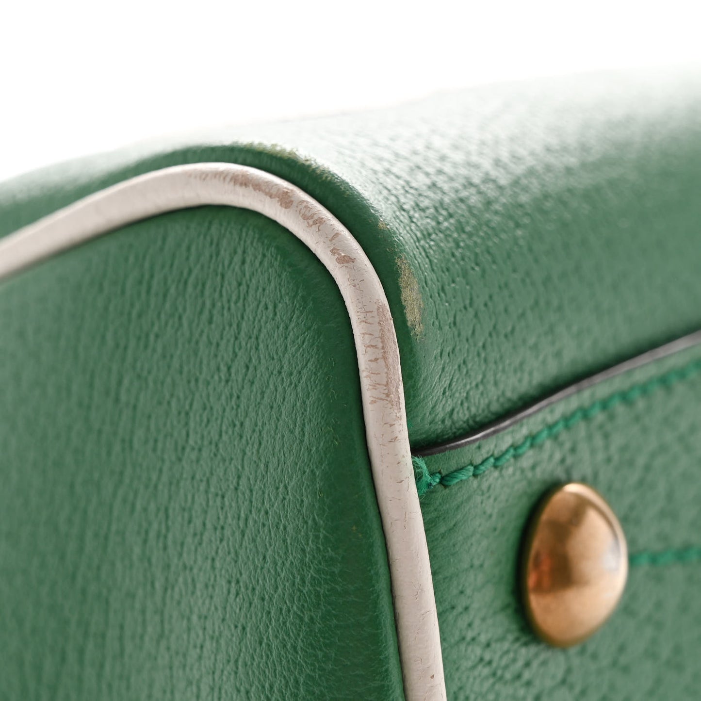 X ADIDAS Textured Dollar Calfskin Web Trefoil Logo Embossed Mini Bowling Bag New Shamarock Off White