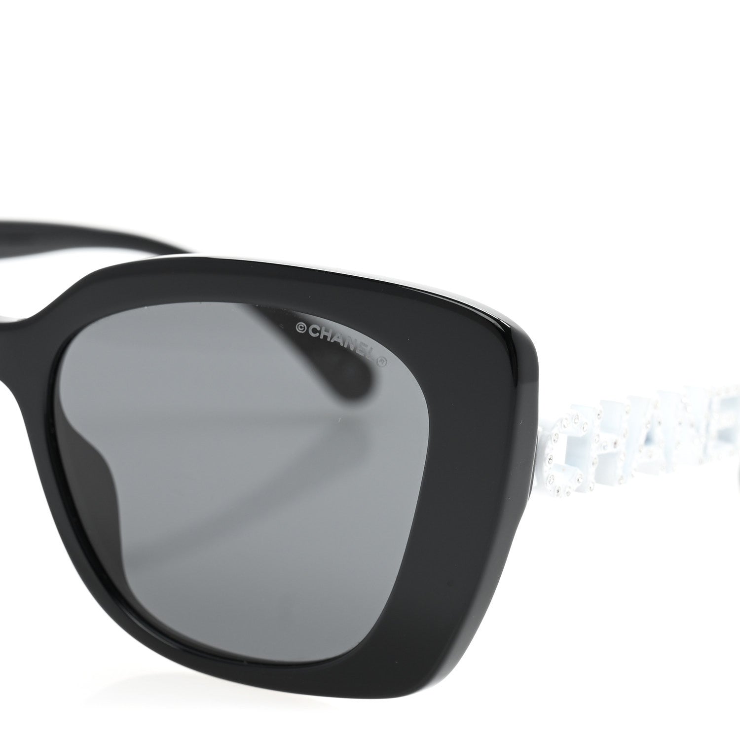 Chanel Acetate Strass Square Sunglasses 5422-B-A Black White 7 of 8