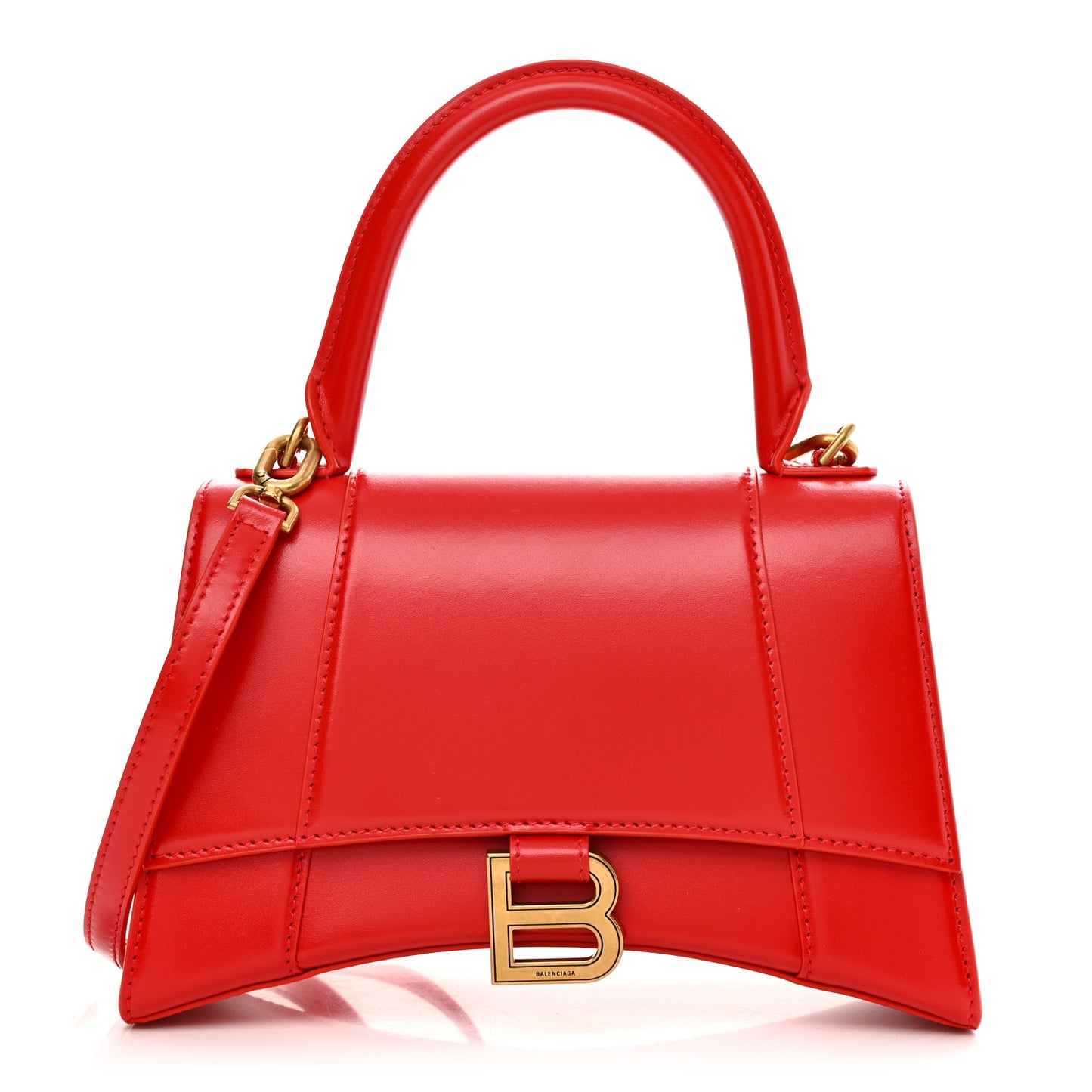 Shiny Box Calfskin Small Hourglass Top Handle Bag Bright Red