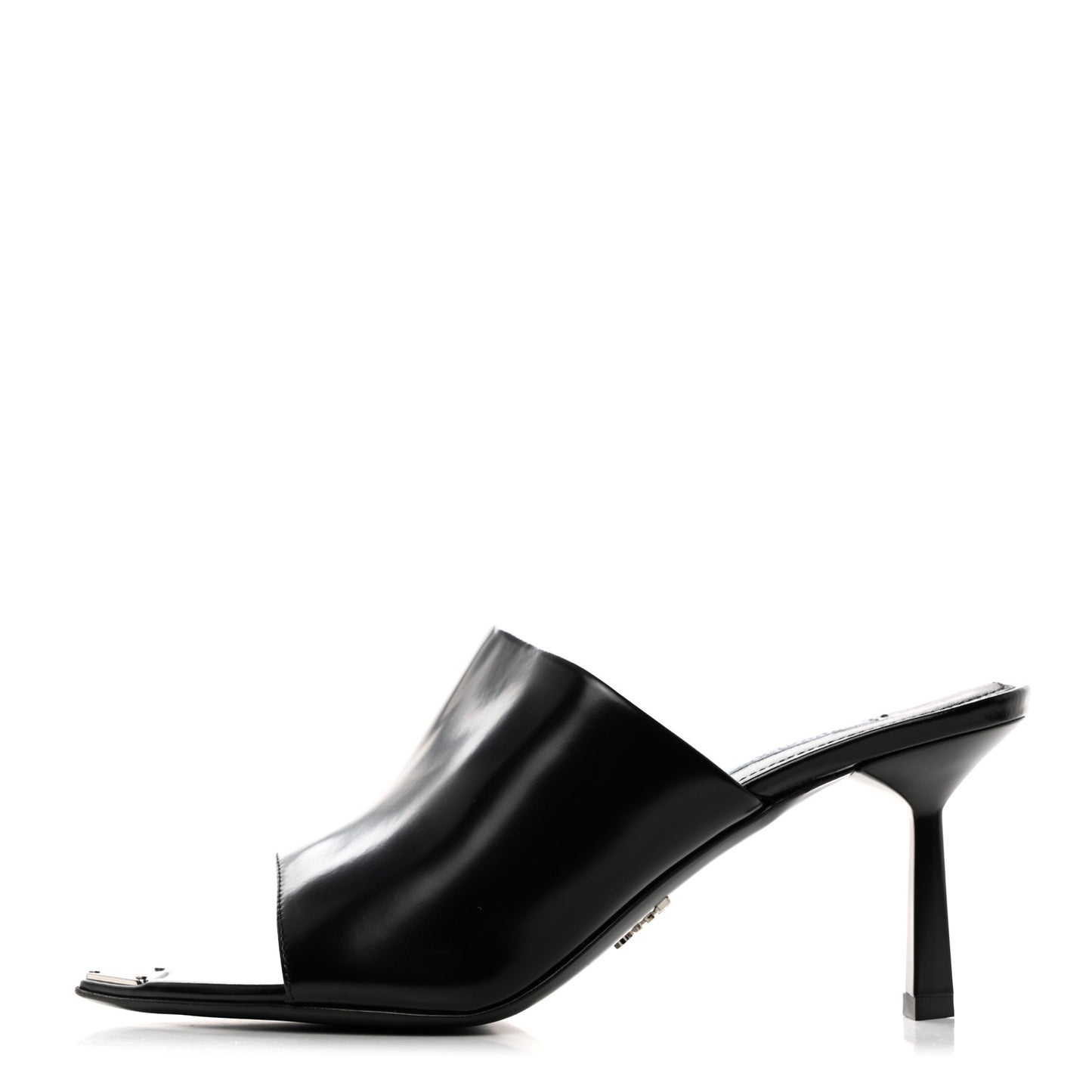 Spazzolato Metal Triangle Logo 75mm Slide Sandals 36.5 Black