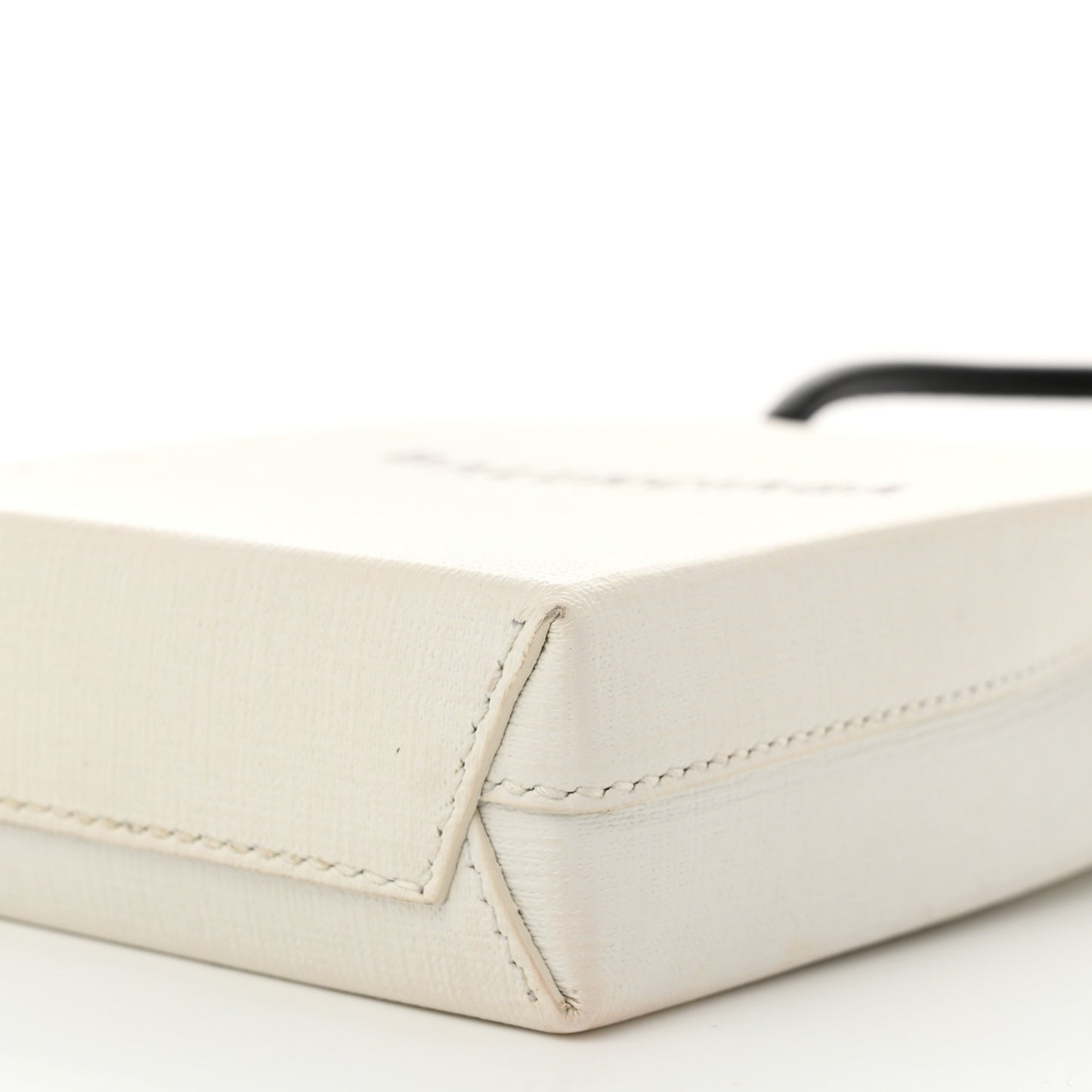 Squared Calfskin Logo Shopping Phone Holder Bag White