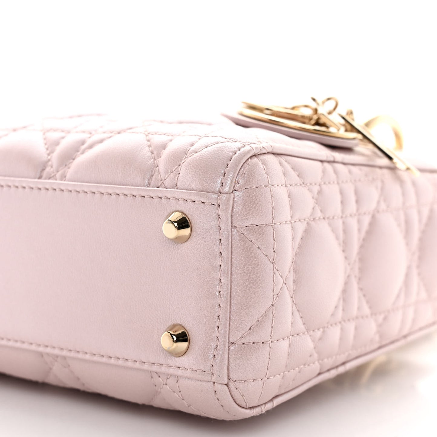 Metallic Lambskin Cannage Mini Lady Dior Lotus