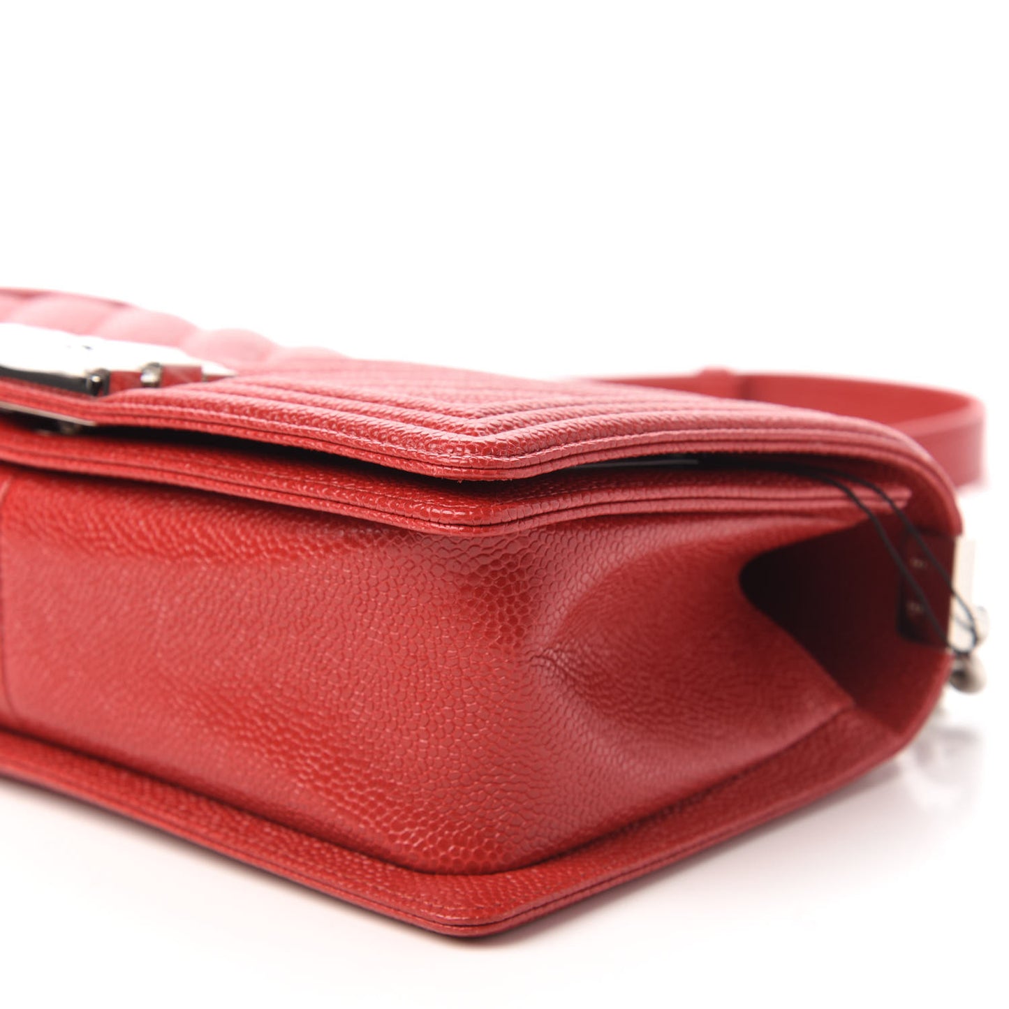 Caviar Chevron Quilted Medium Boy Flap Red