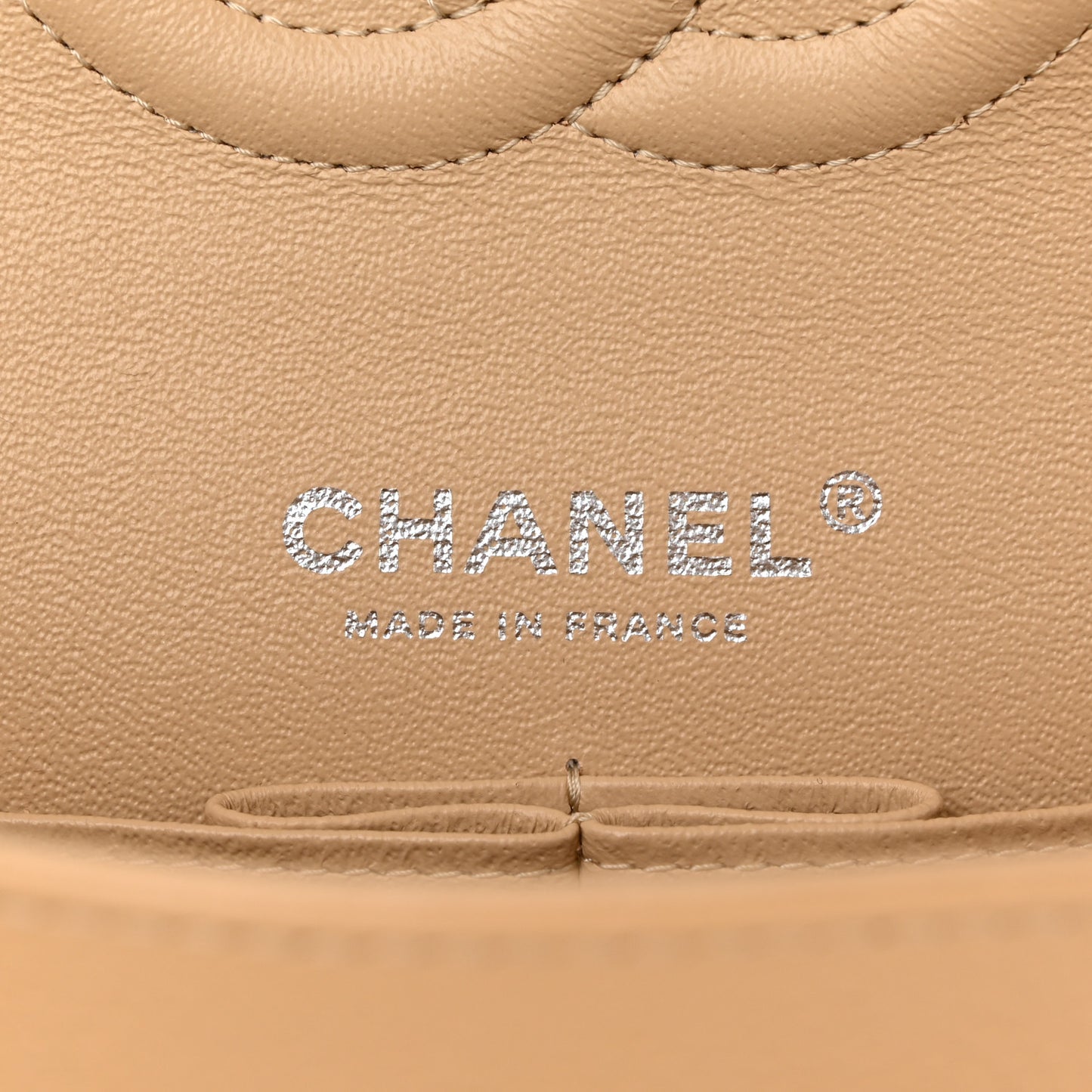 Caviar Quilted Medium Double Flap Beige
