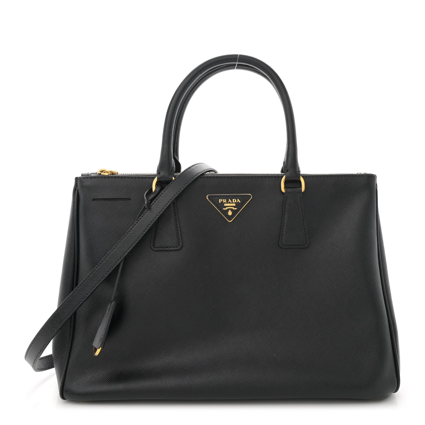 Saffiano Lux Medium Galleria Double Zip Tote Black
