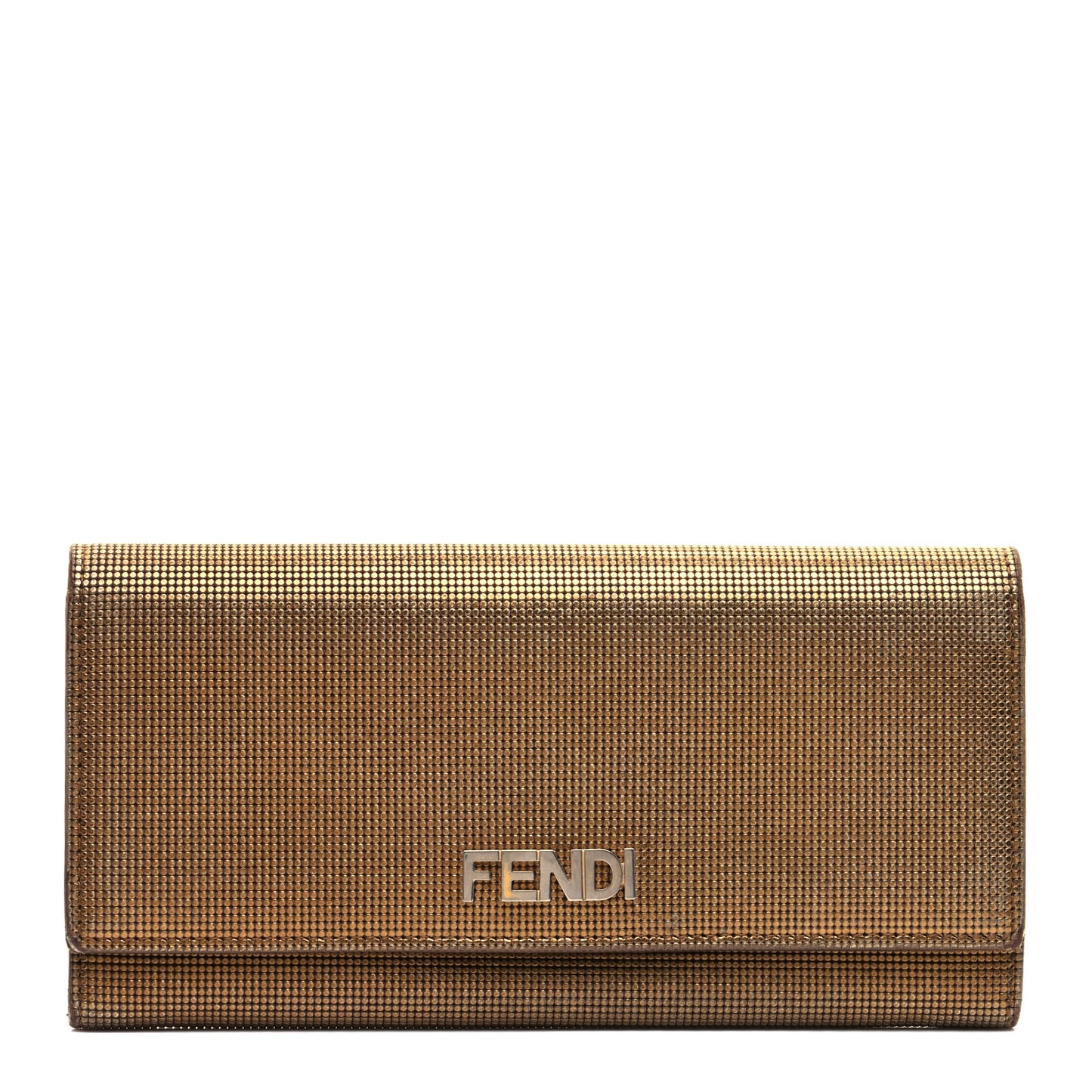 Metallic Logo Continental Wallet Gold