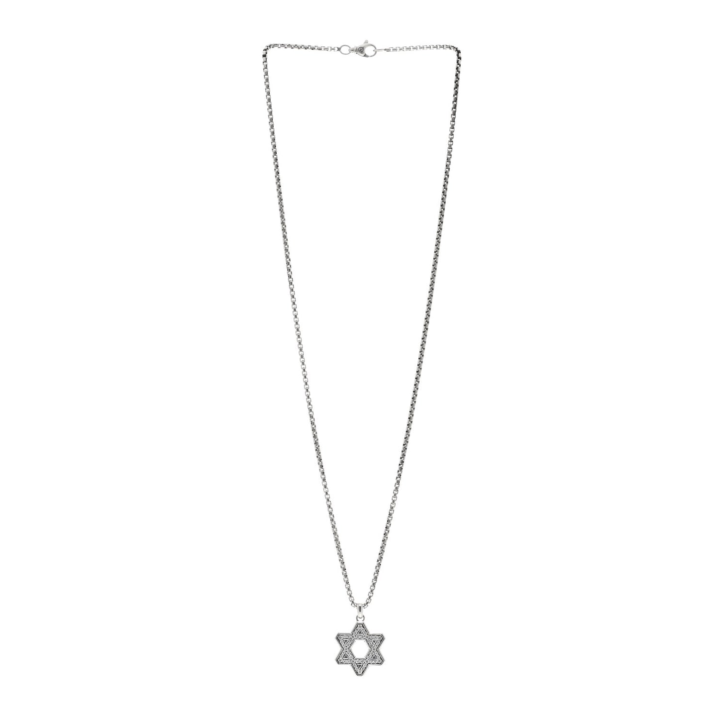Sterling Silver Diamond Star of David Pendant Necklace