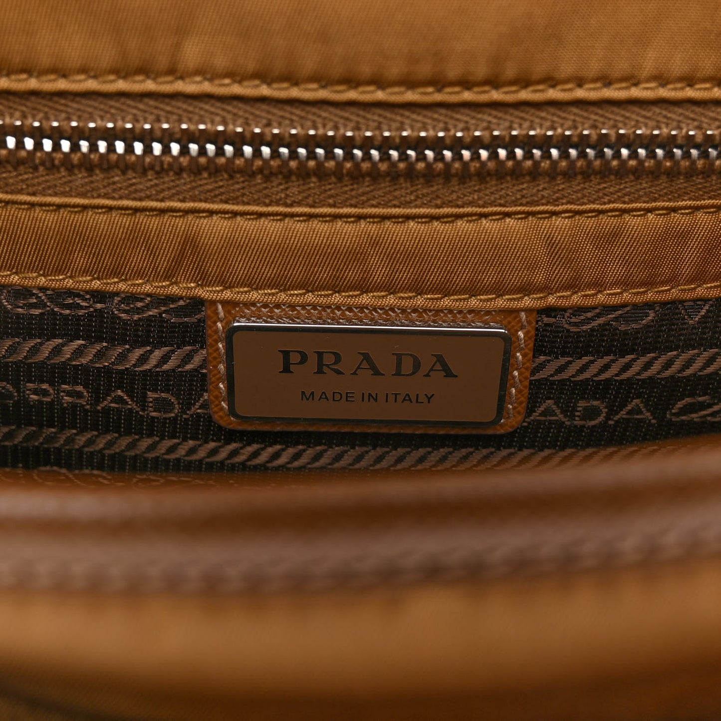 Re-Nylon Saffiano Pocket Double Snap Buckle Shoulder Bag Tabacco