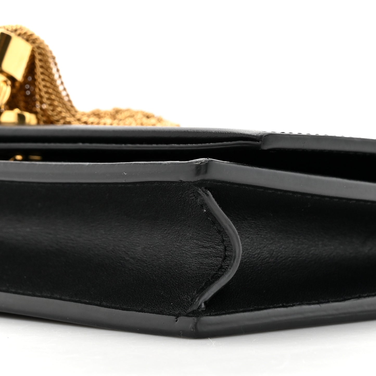 Smooth Calfskin Classic Monogram Kate Tassel Chain Wallet Black
