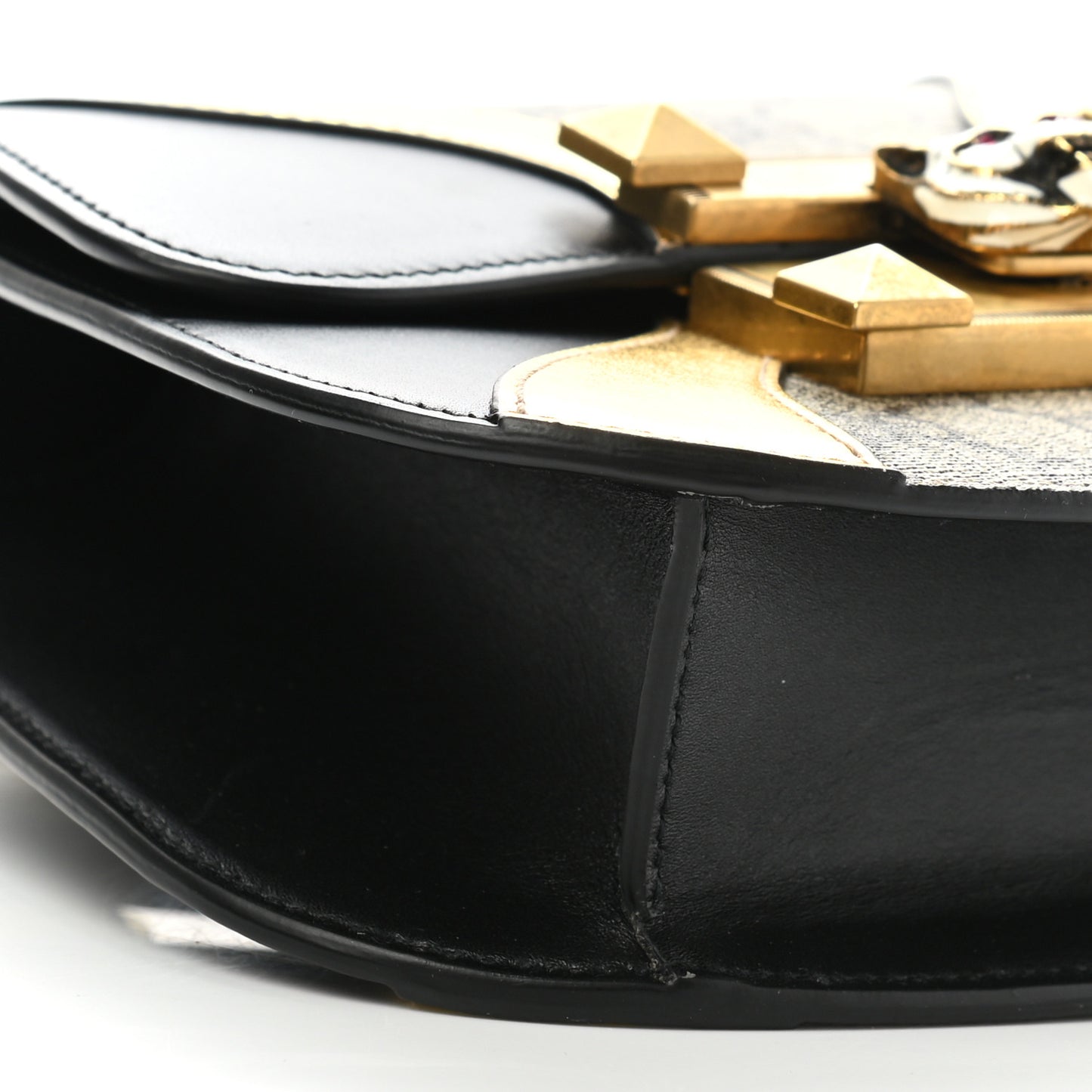 GG Supreme Monogram Small Osiride Shoulder Bag Black Gold