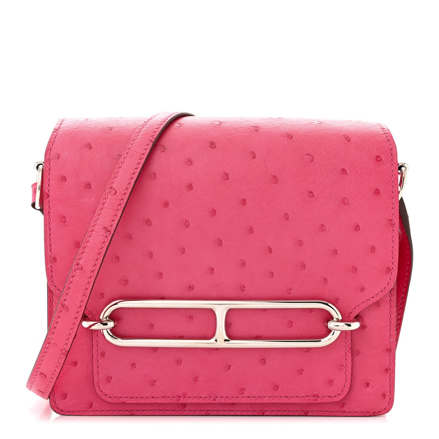 Hermes Ostrich Mini Sac Roulis Rose Tyrien 1 of 11
