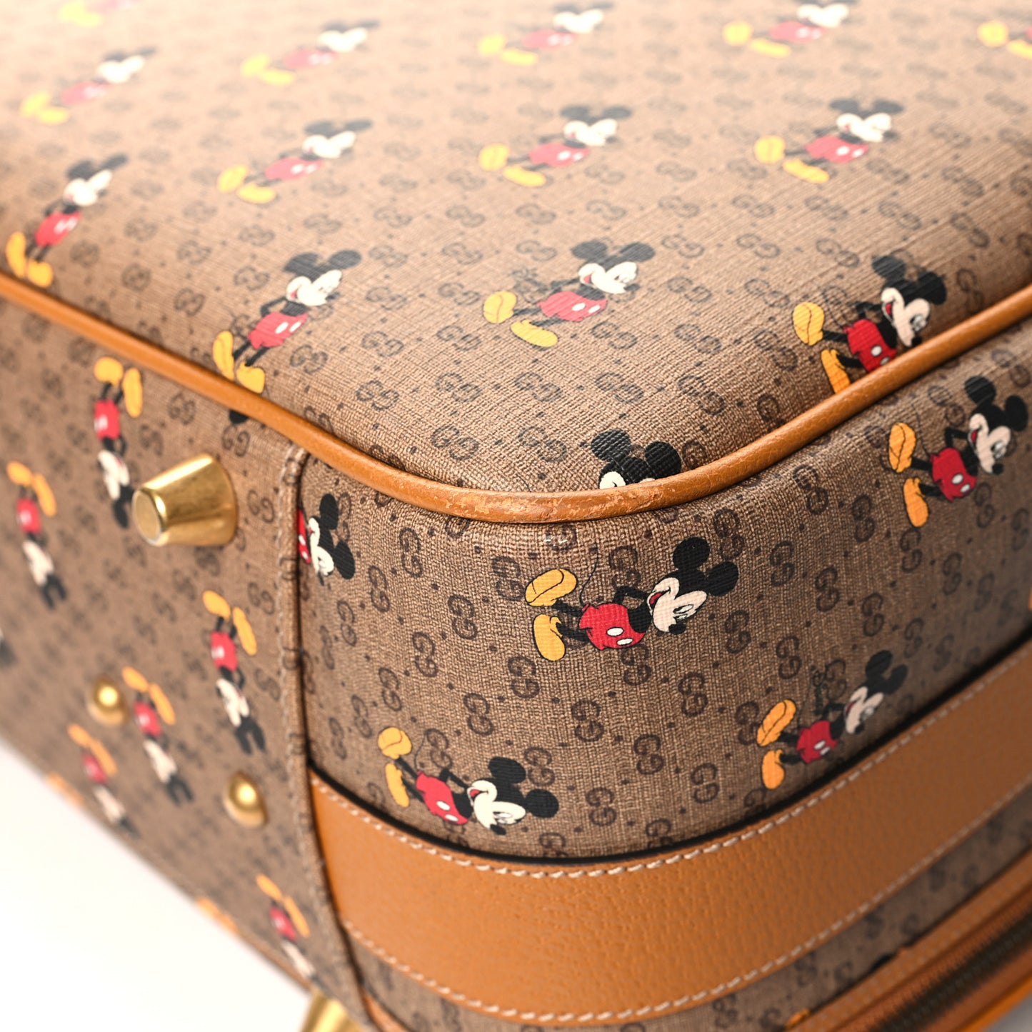 X DISNEY Mini Vintage GG Supreme Monogram Mickey Mouse Small Suitcase Beige Vintage Sun Oil