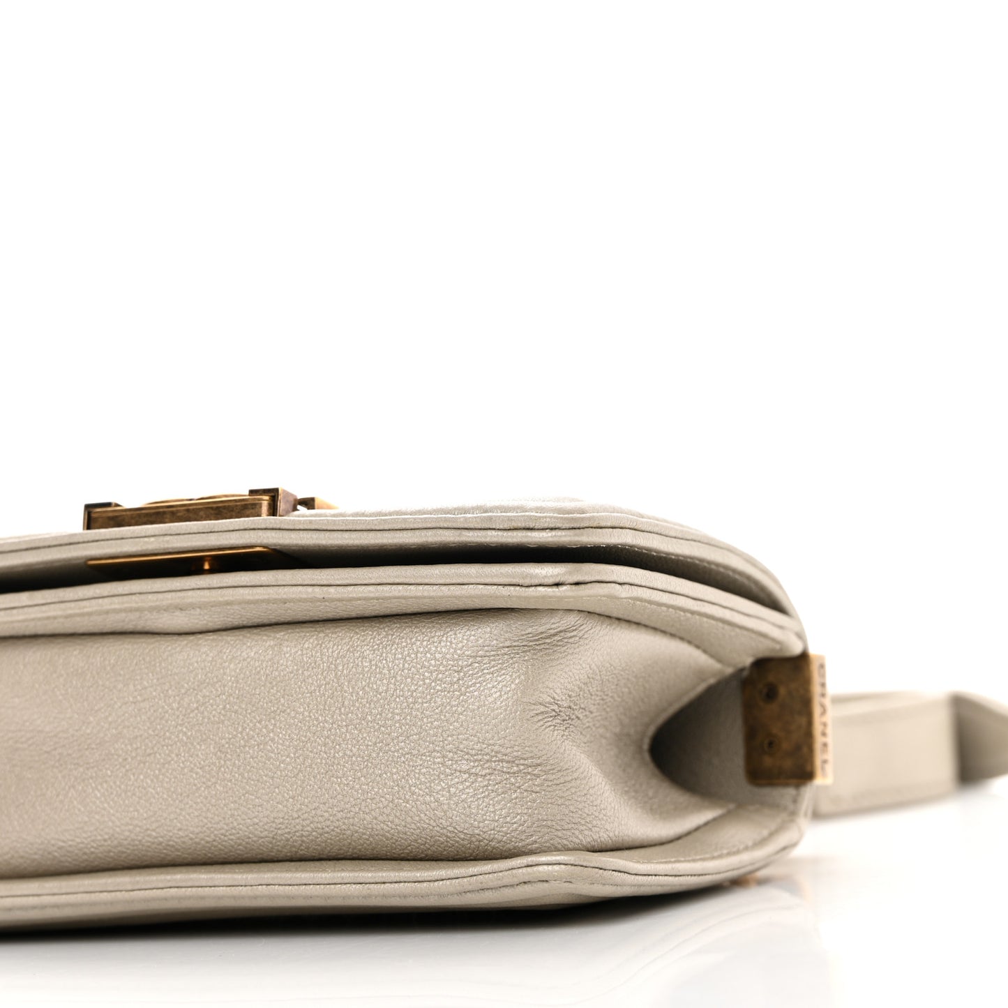 Metallic Lambskin Mini Scaled Boy Flap Gold