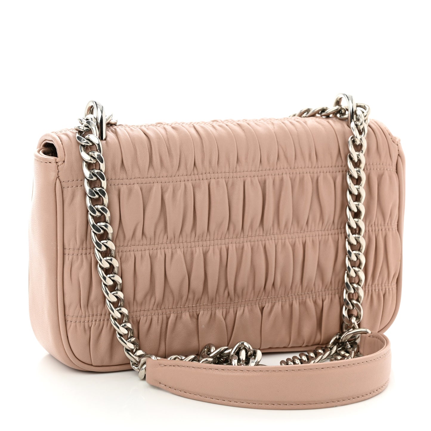 Nappa Gaufre Small Chain Flap Shoulder Bag Cipria