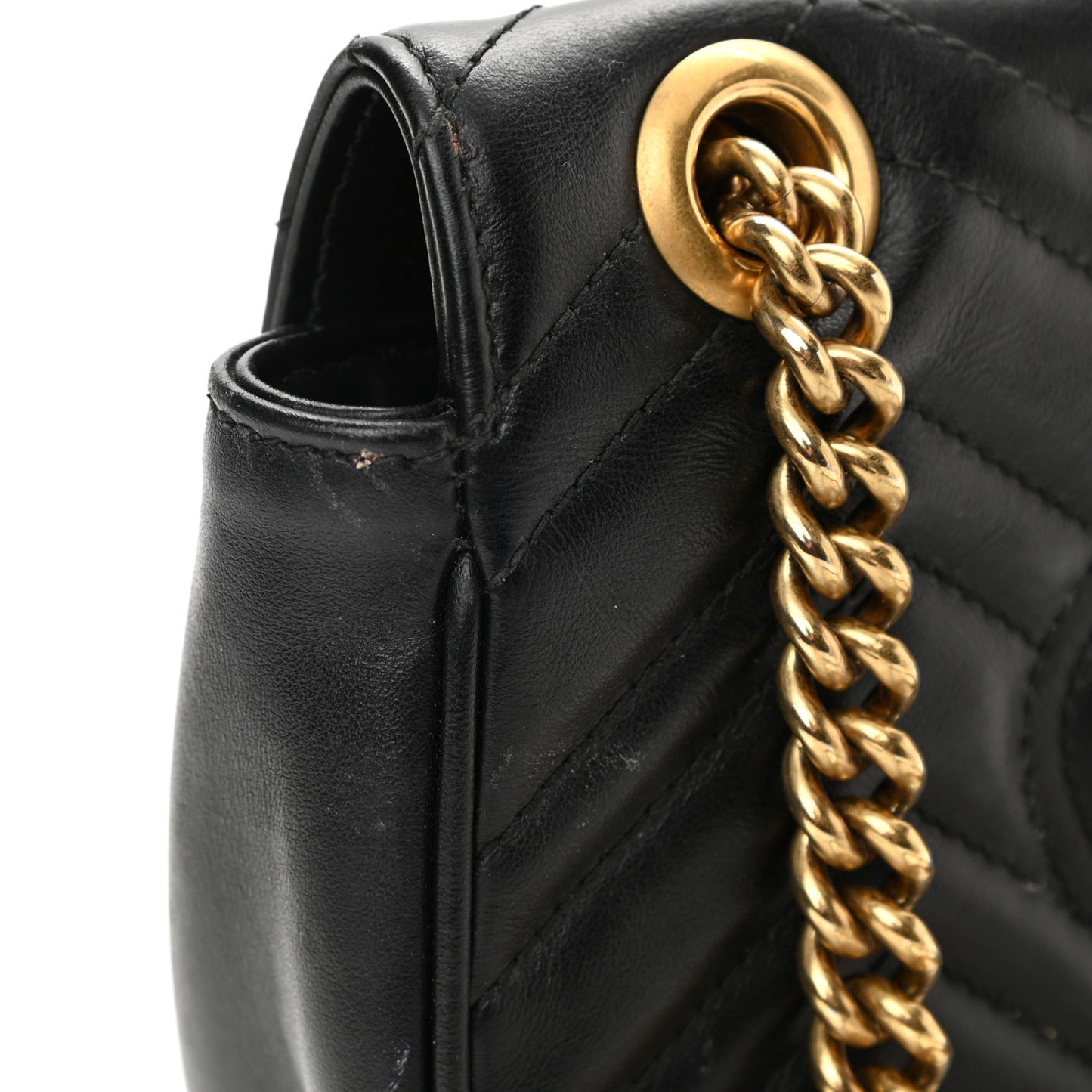 Calfskin Matelasse Mini GG Marmont Shoulder Bag Black