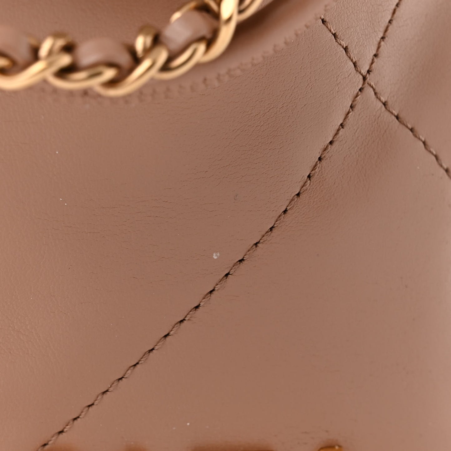 Shiny Calfskin Quilted Mini Chanel 22 Dark Beige