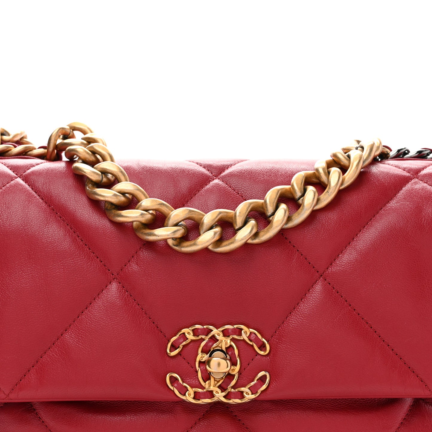 Goatskin Quilted Large Chanel 19 Flap Red