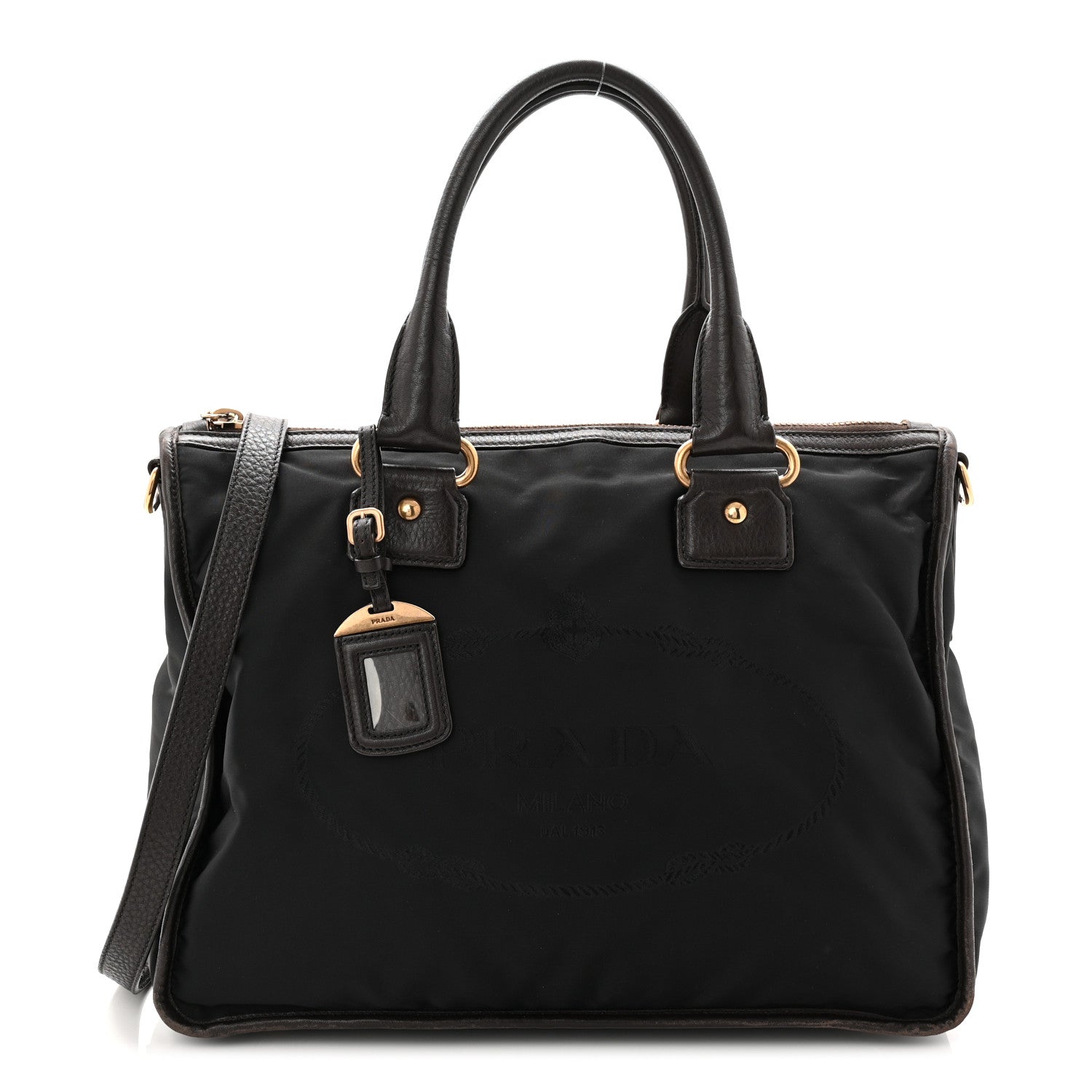 Prada Tessuto Nylon Double Zip Logo Tote Black 1825634 – FASHIONPHILE