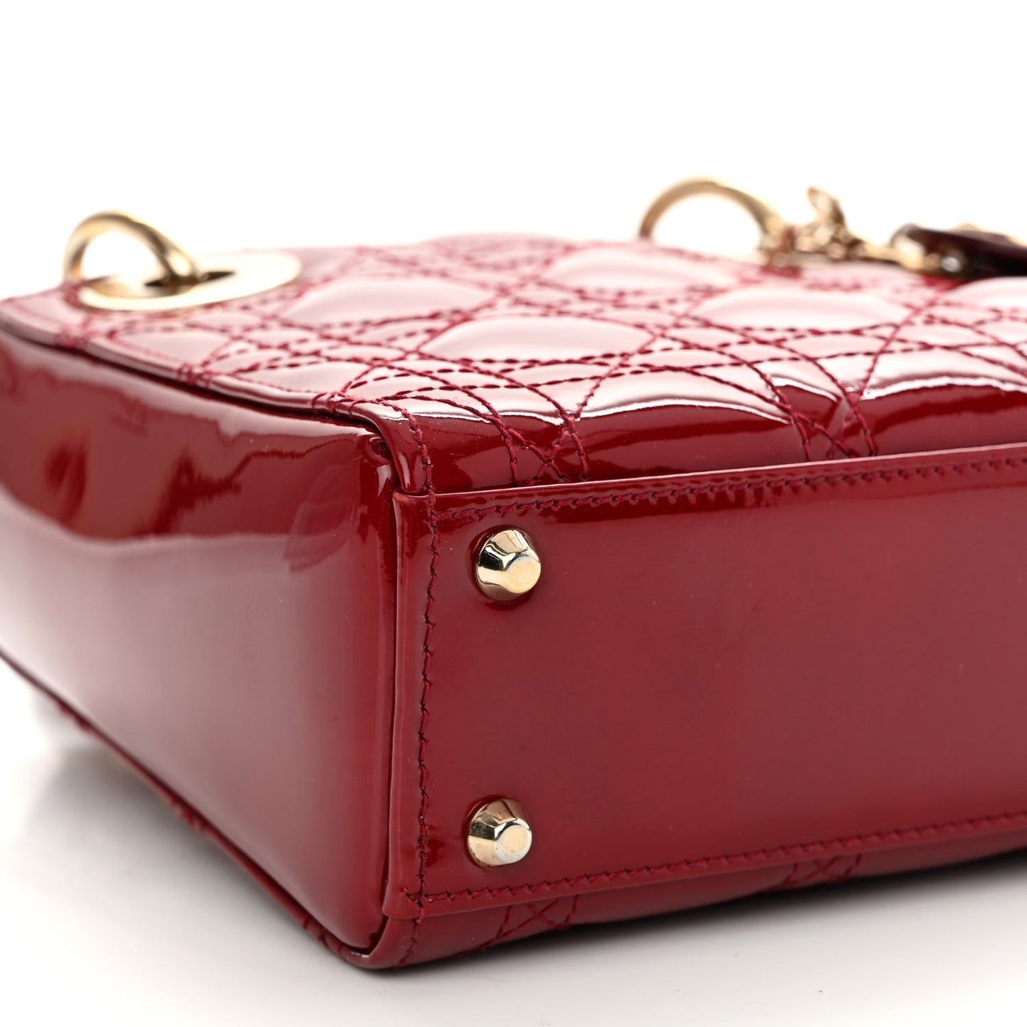 Patent Cannage Mini Lady Dior Red
