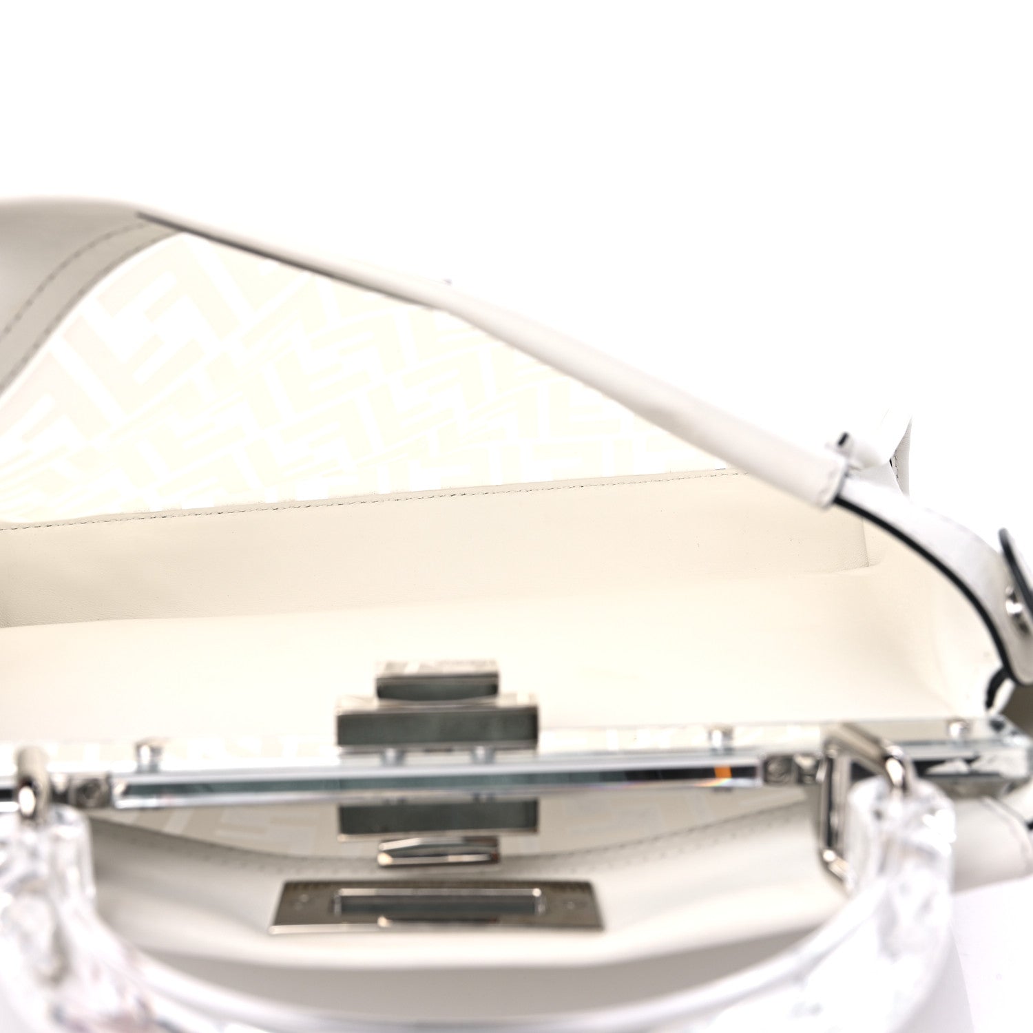 Fendi TPU FF Vitello Century Peekaboo Satchel White 6 of 13