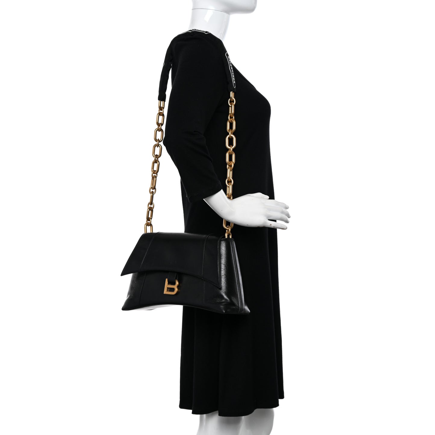 Paper Calfskin S Downtown Chain Shoulder Bag Black