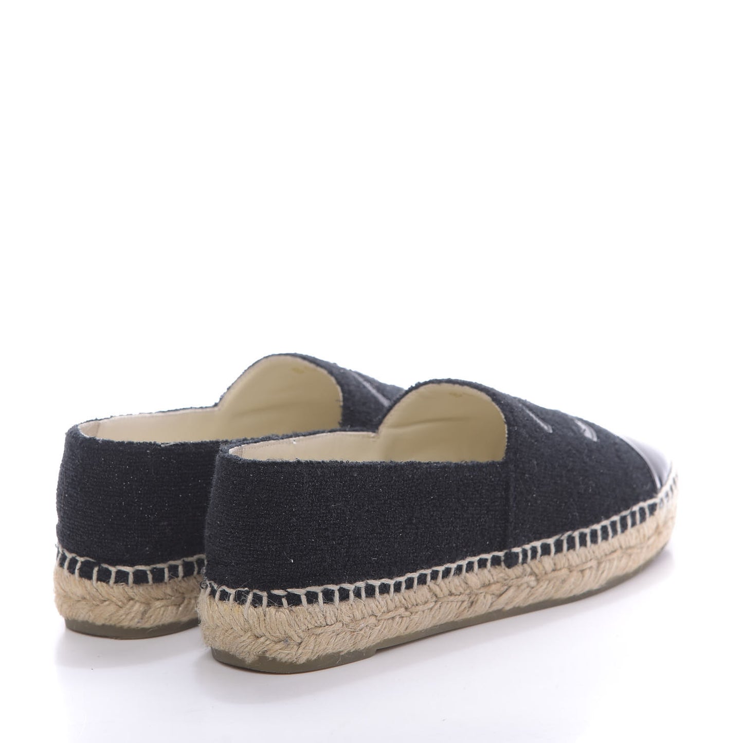 Fabric Patent Calfskin CC Espadrilles 36 Black