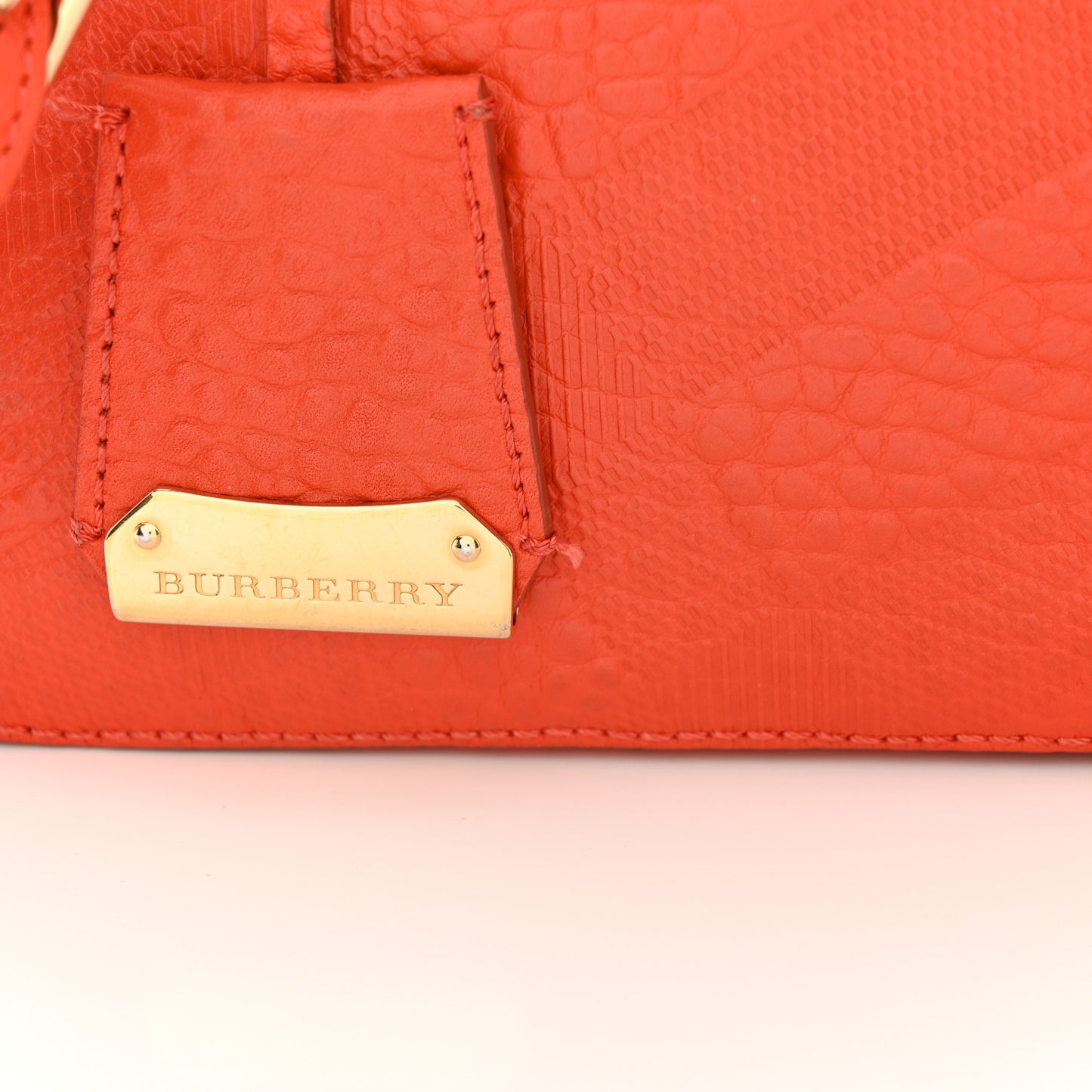 Heritage Grain Check Embossed Small Orchard Bowling Bag Orange