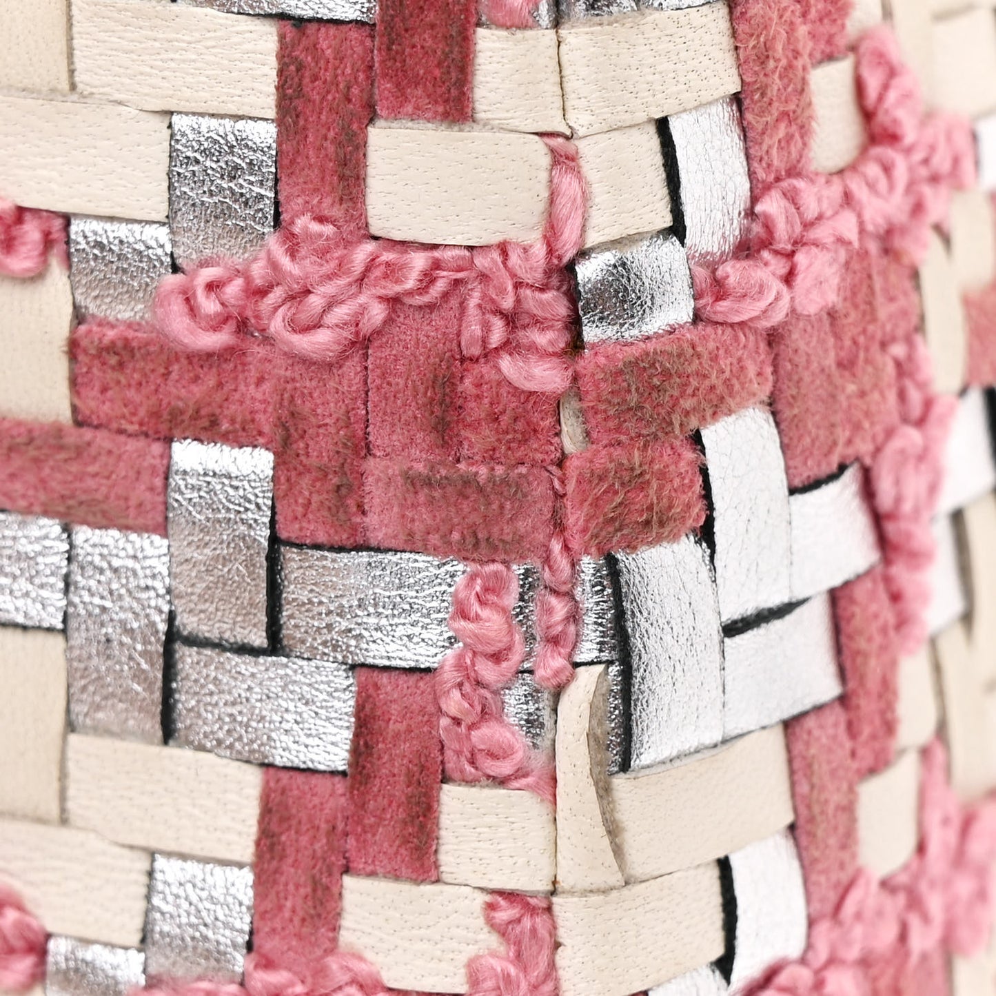 Lambskin Woven Tweed Medium Lady Dior Pink
