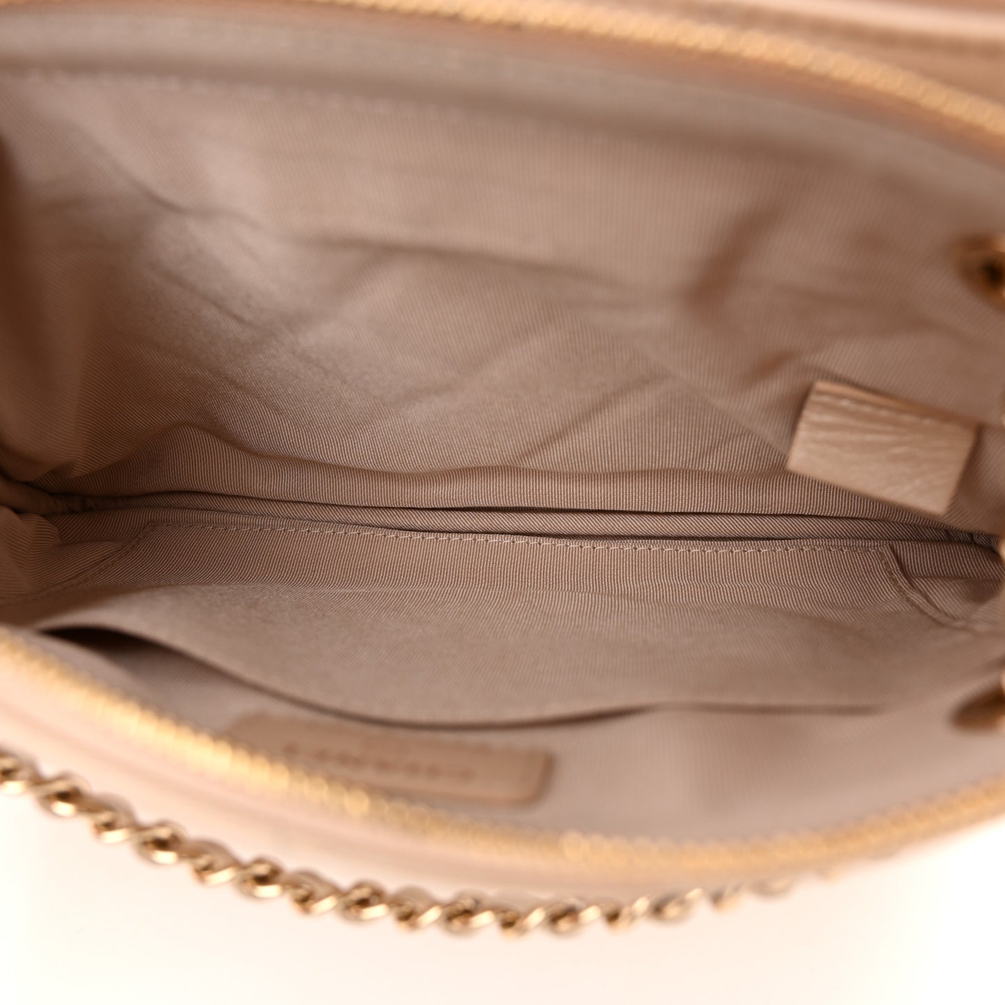 Shiny Lambskin Quilted Small Double Case With Strap Beige