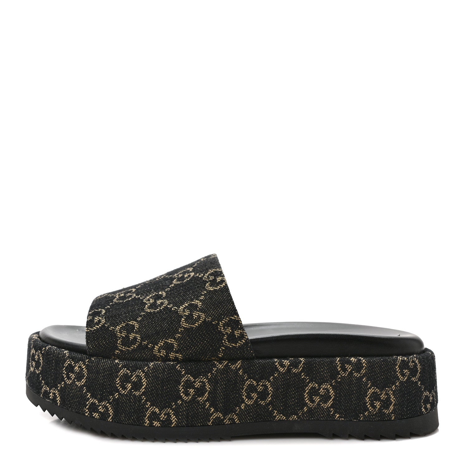 Gucci Jacquard Black Denim GG Monogram Angelina Platform 55mm