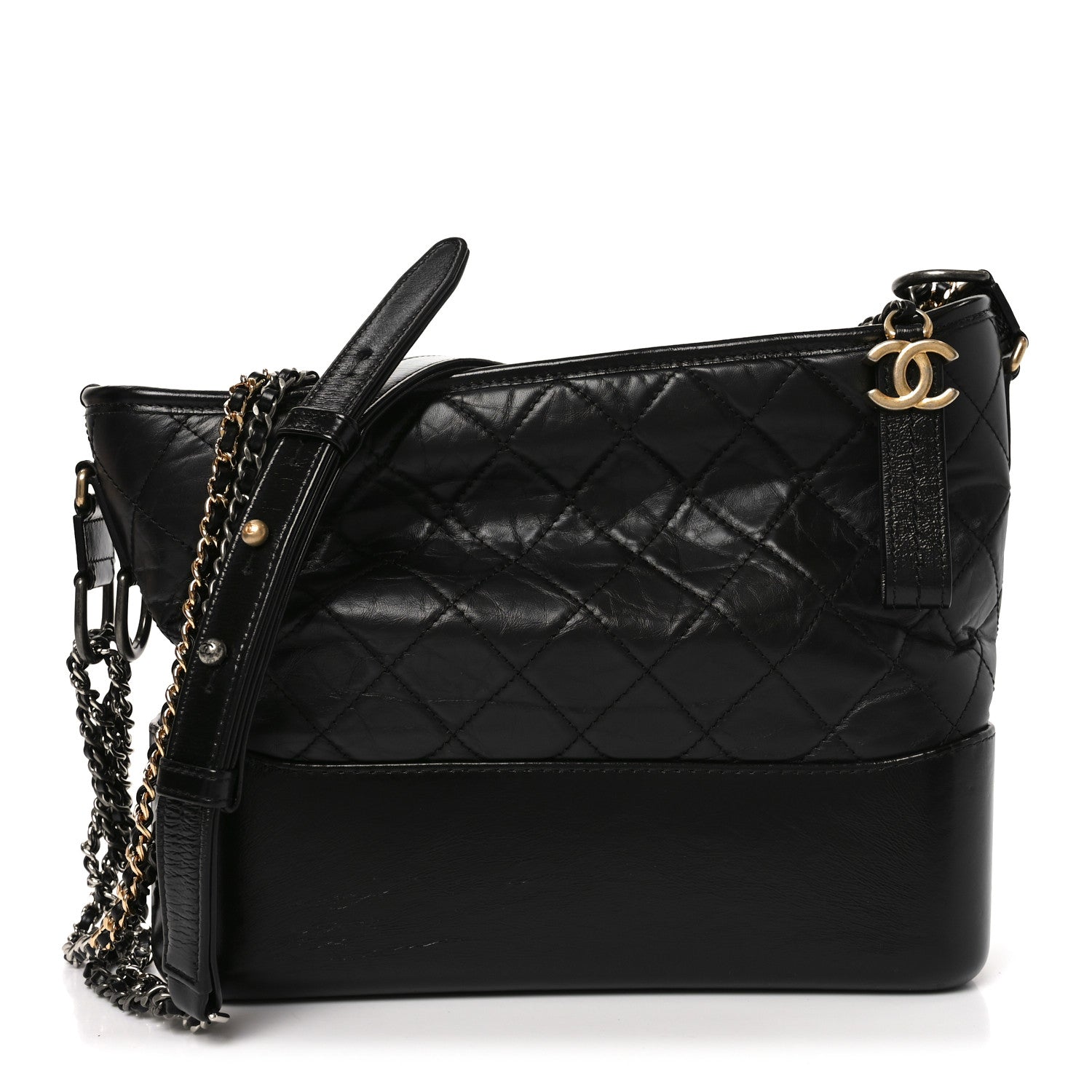 Chanel Aged Calfskin Quilted Medium Gabrielle Hobo Black 1837526
