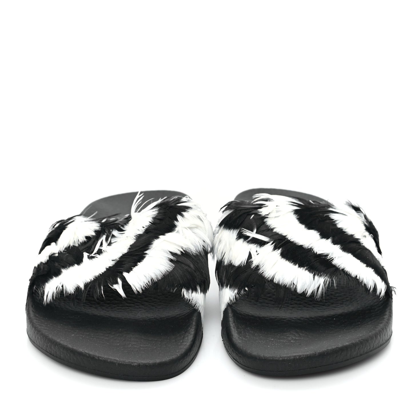 Rubber Feather Pool Slide Sandals 38 Black White