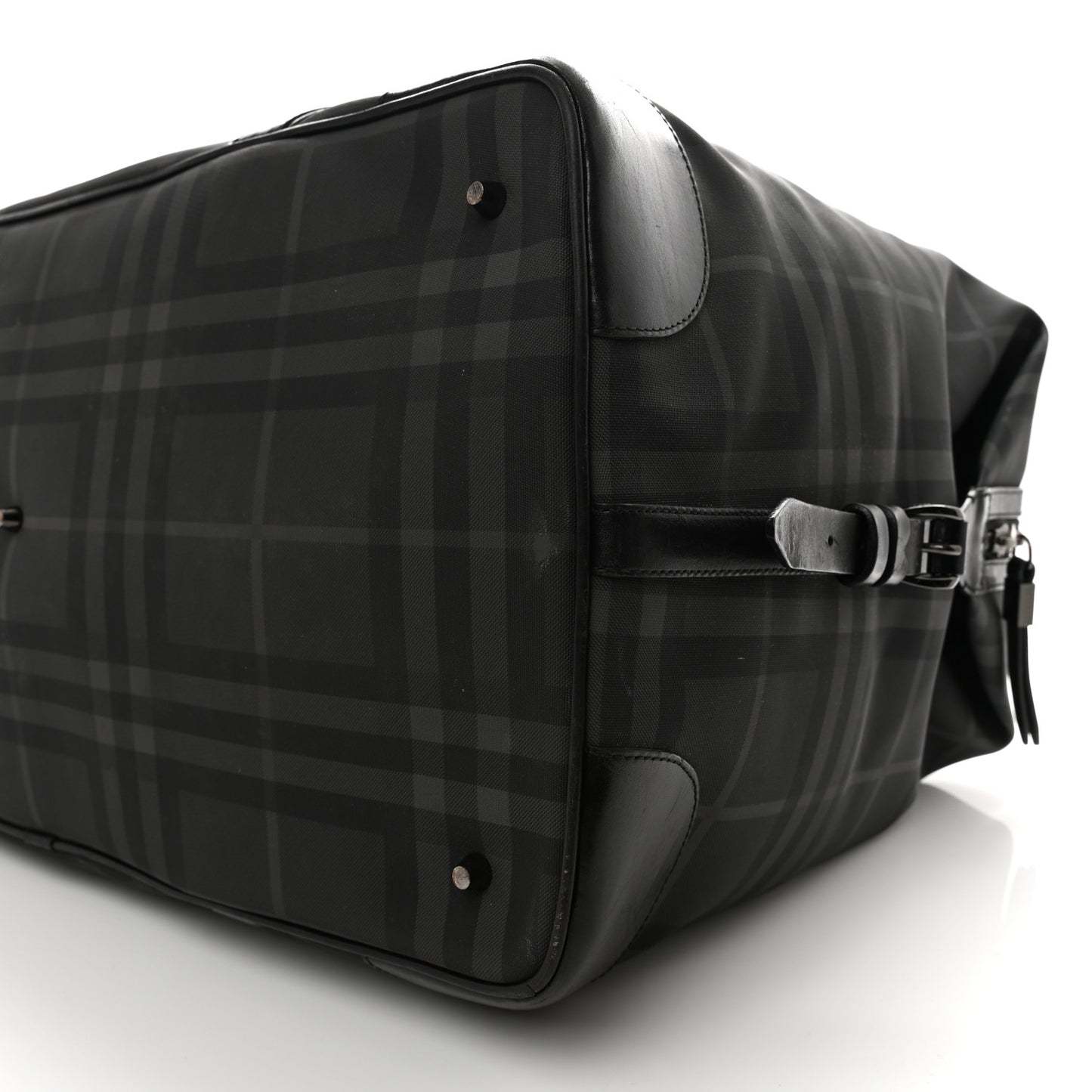 Nylon Smoked Check Weekend Duffle Bag Black