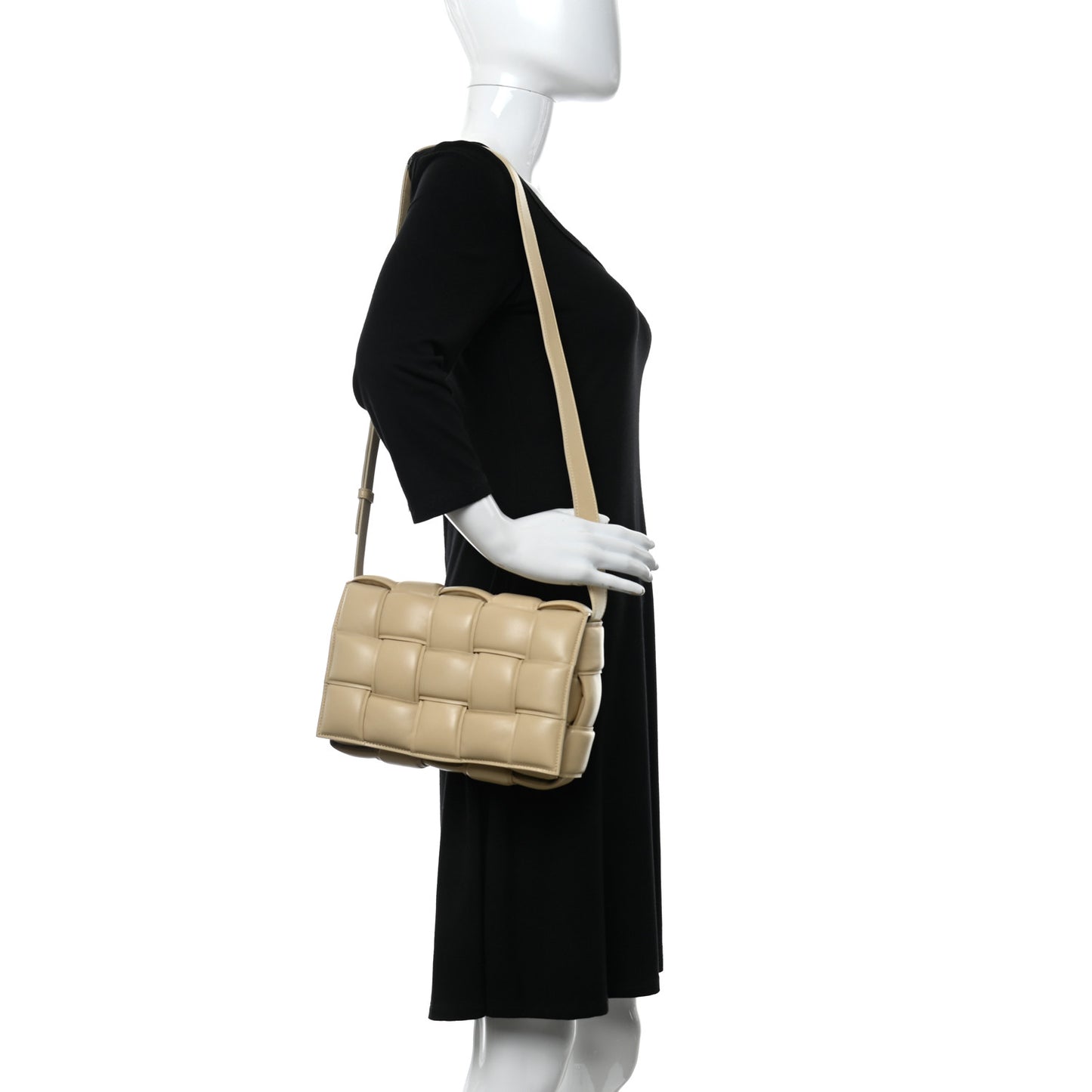 Nappa Maxi Intreccio Padded Cassette Crossbody Bag Porridge