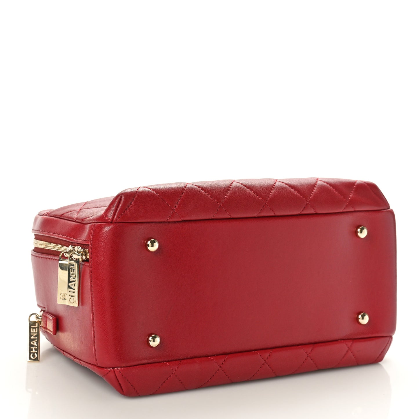 Lambskin Quilted Medium Trendy CC Bowling Bag Red