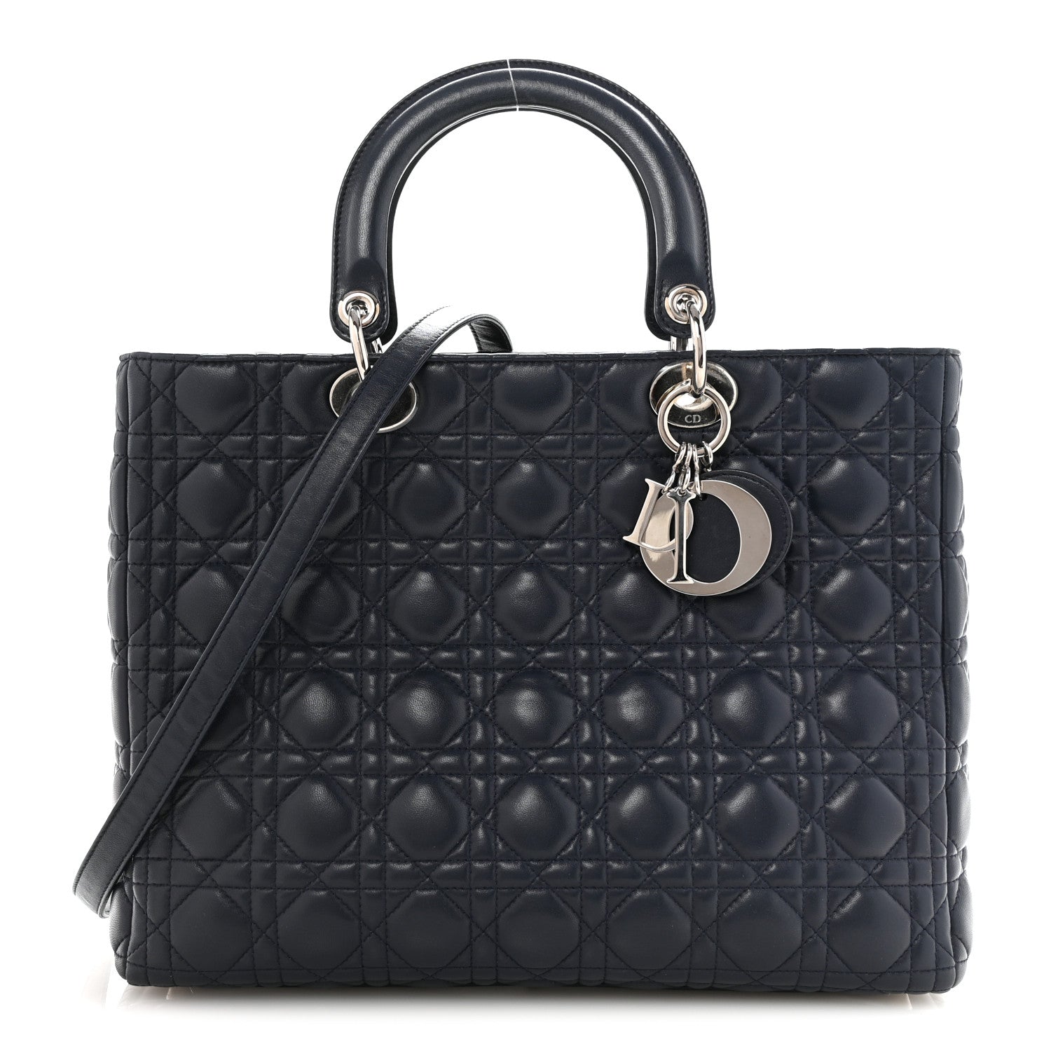 Christian Dior 希少　大判ネイビー Christian Dior Lambskin Cannage Large Lady Dior Navy Blue 1876324